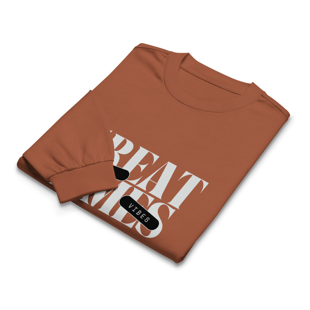 Unisex Premium Heavyweight Long Sleeve Shirt | My Vibes Great Time long sleeve shirt AwRans Clothing unisex-premium-heavyweight-long-sleeve-shirt-clay-front-67f2a050a5de7