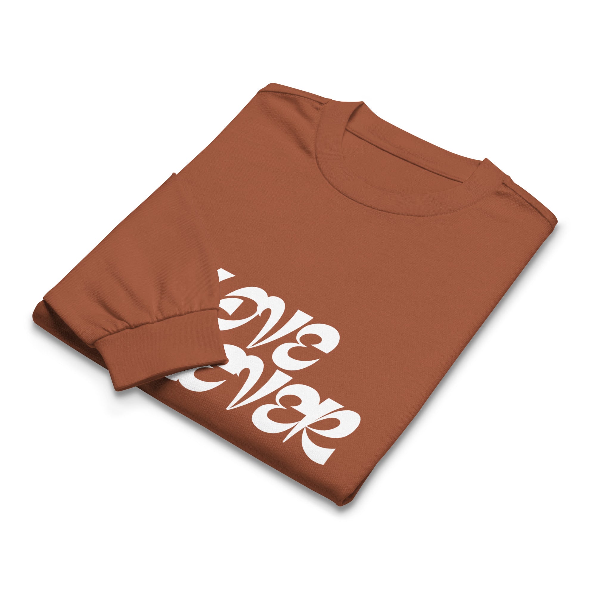 Unisex Premium Heavyweight Long Sleeve Shirt | Love Forever long sleeve shirt AwRans Clothing unisex-premium-heavyweight-long-sleeve-shirt-clay-front-67f2c2d87fa18