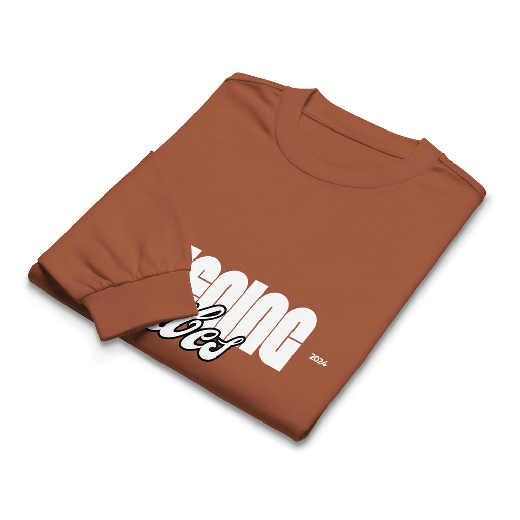 Unisex Premium Heavyweight Long Sleeve Shirt | Evening Vibes long sleeve shirt AwRans Clothing unisex-premium-heavyweight-long-sleeve-shirt-clay-front-67f2c416ea486