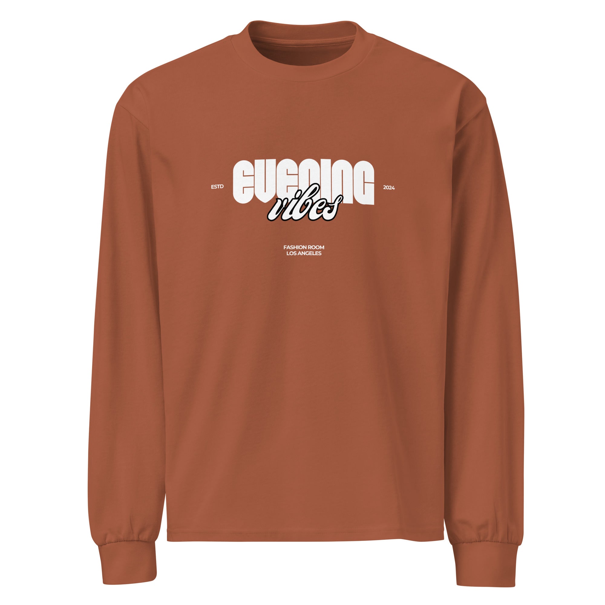 Unisex Premium Heavyweight Long Sleeve Shirt | Evening Vibes Clay long sleeve shirt AwRans Clothing unisex-premium-heavyweight-long-sleeve-shirt-clay-front-67f2c41730dff