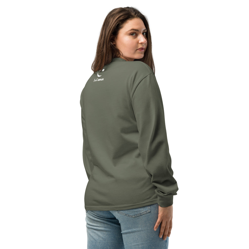 Unisex Premium Heavyweight Long Sleeve Shirt | Monday long sleeve shirt AwRans Clothing unisex-premium-heavyweight-long-sleeve-shirt-cypress-back-67eaac5816107