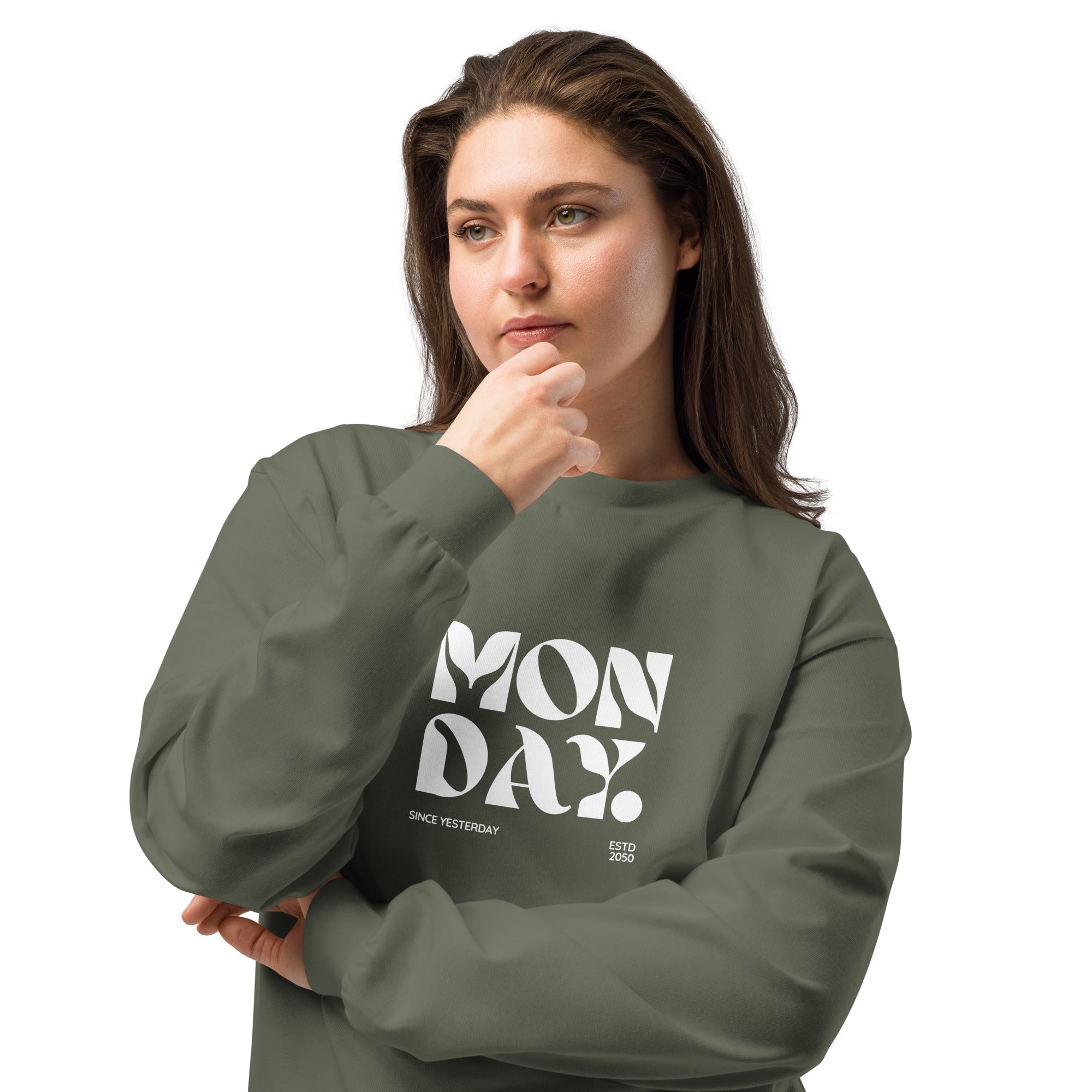 Unisex Premium Heavyweight Long Sleeve Shirt | Monday long sleeve shirt AwRans Clothing unisex-premium-heavyweight-long-sleeve-shirt-cypress-front-2-67eaac5811f99