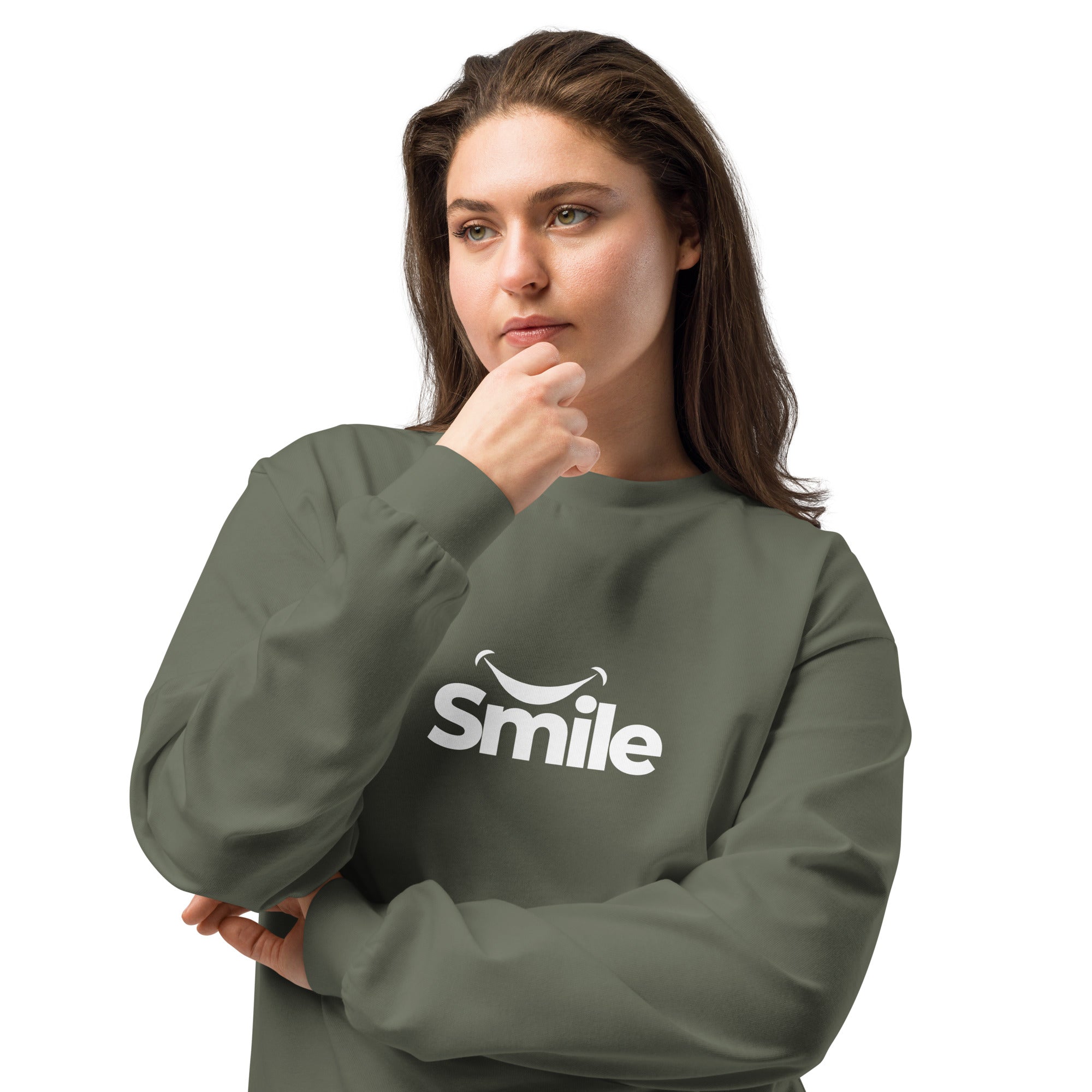 Unisex Premium Heavyweight Long Sleeve Shirt | Smile long sleeve shirt AwRans Clothing unisex-premium-heavyweight-long-sleeve-shirt-cypress-front-2-67f29f01a04c8