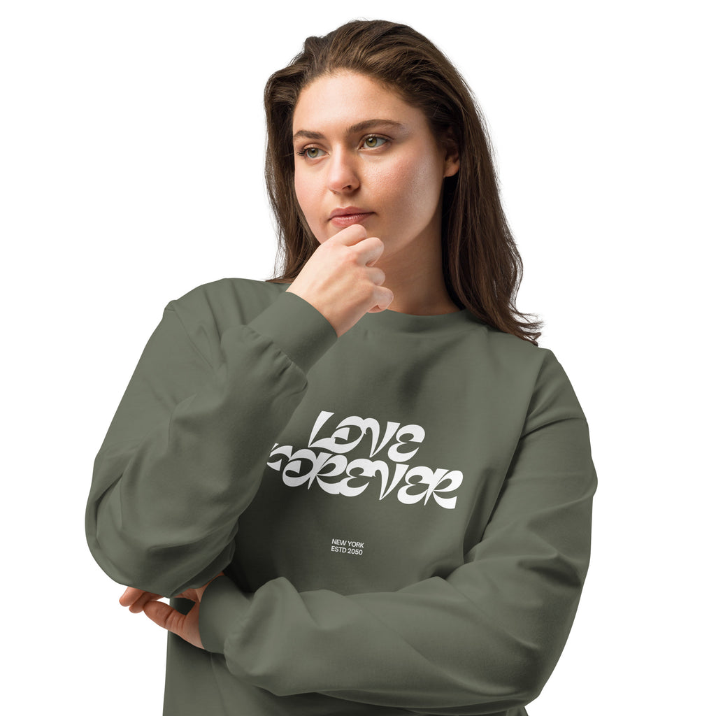 Unisex Premium Heavyweight Long Sleeve Shirt | Love Forever long sleeve shirt AwRans Clothing unisex-premium-heavyweight-long-sleeve-shirt-cypress-front-2-67f2c2d88da2f