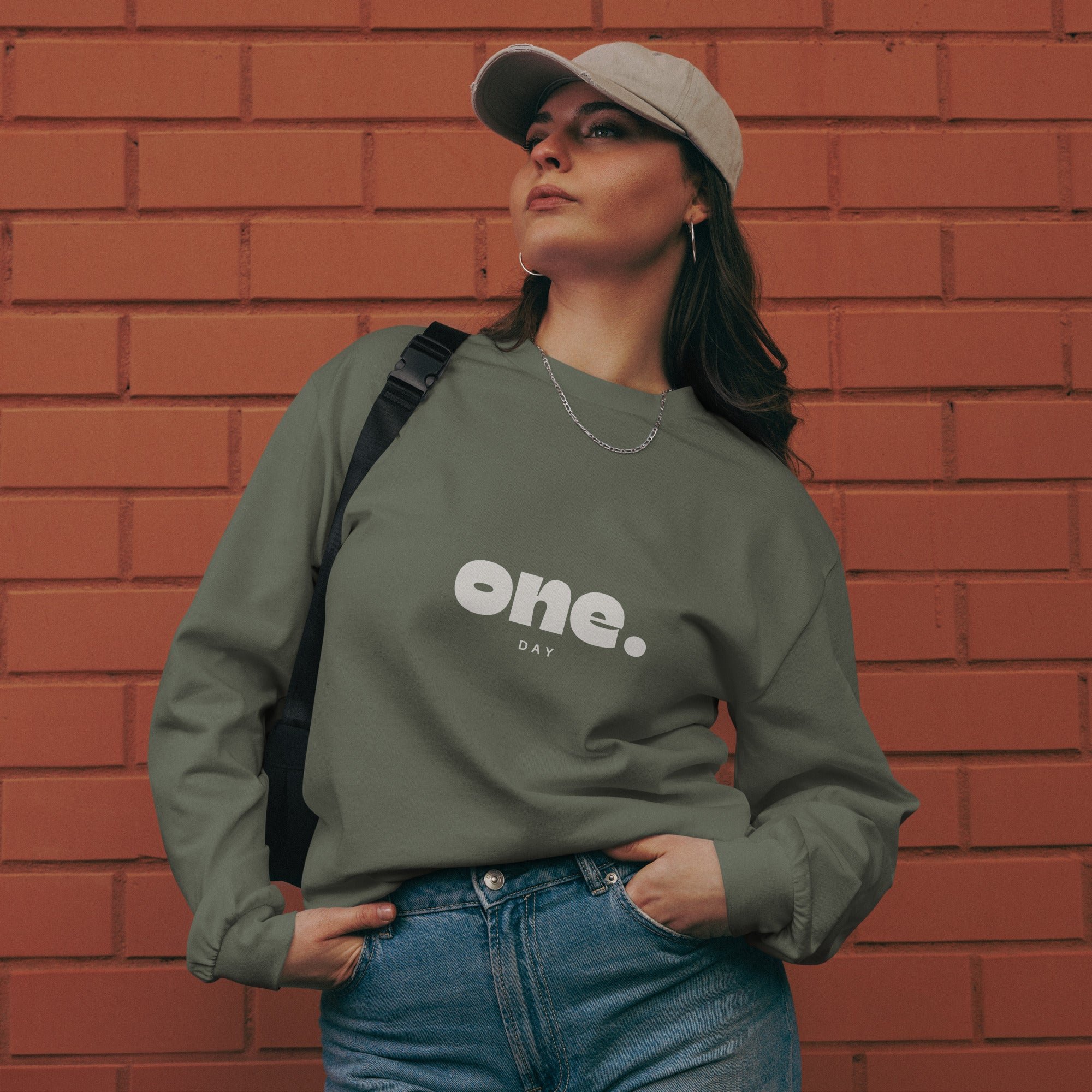 Unisex Premium Heavyweight Long Sleeve Shirt | One Day long sleeve shirt AwRans Clothing unisex-premium-heavyweight-long-sleeve-shirt-cypress-front-67eaaaf8957cf