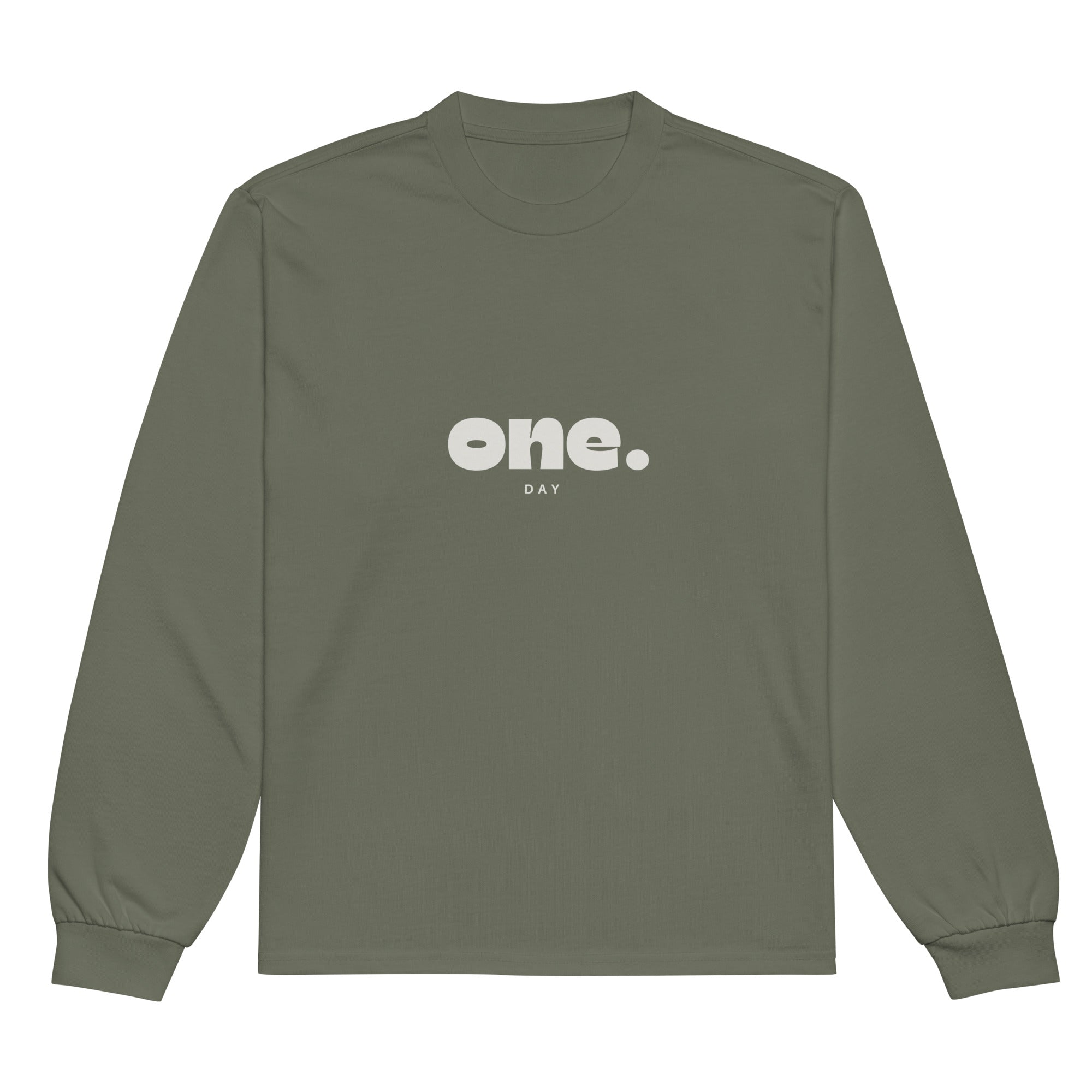 Unisex Premium Heavyweight Long Sleeve Shirt | One Day long sleeve shirt AwRans Clothing unisex-premium-heavyweight-long-sleeve-shirt-cypress-front-67eaaaf899519