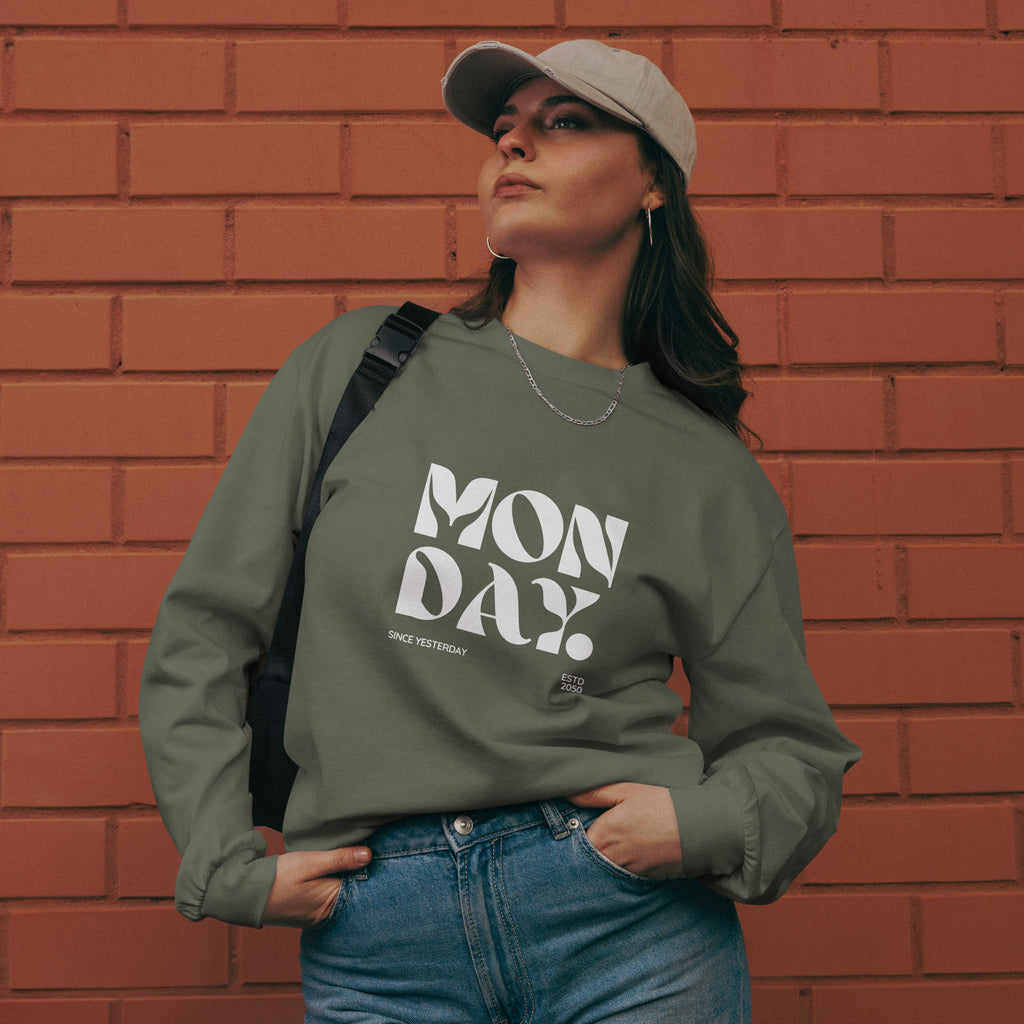 Unisex Premium Heavyweight Long Sleeve Shirt | Monday long sleeve shirt AwRans Clothing unisex-premium-heavyweight-long-sleeve-shirt-cypress-front-67eaac5811296