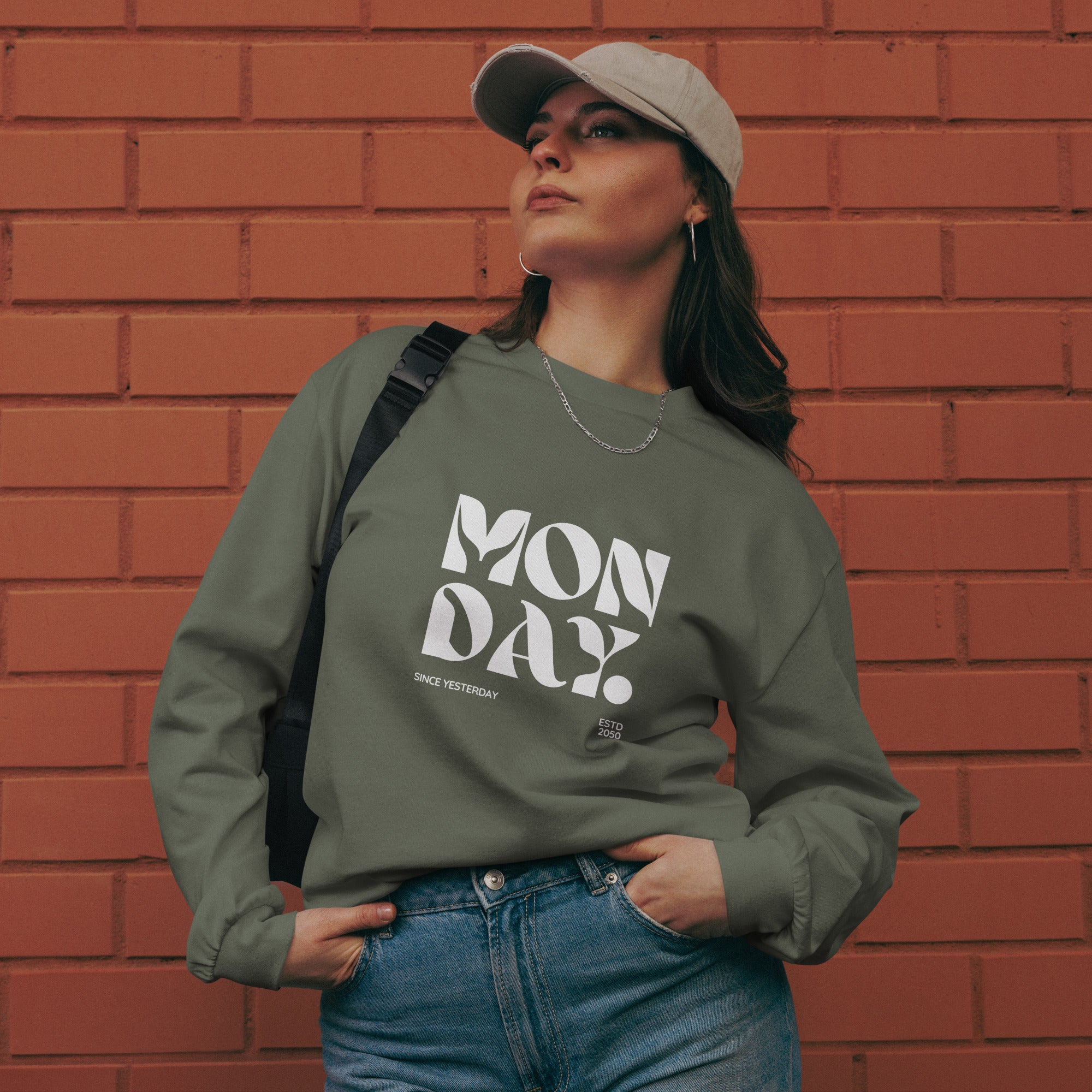 Unisex Premium Heavyweight Long Sleeve Shirt | Monday long sleeve shirt AwRans Clothing unisex-premium-heavyweight-long-sleeve-shirt-cypress-front-67eaac5811296