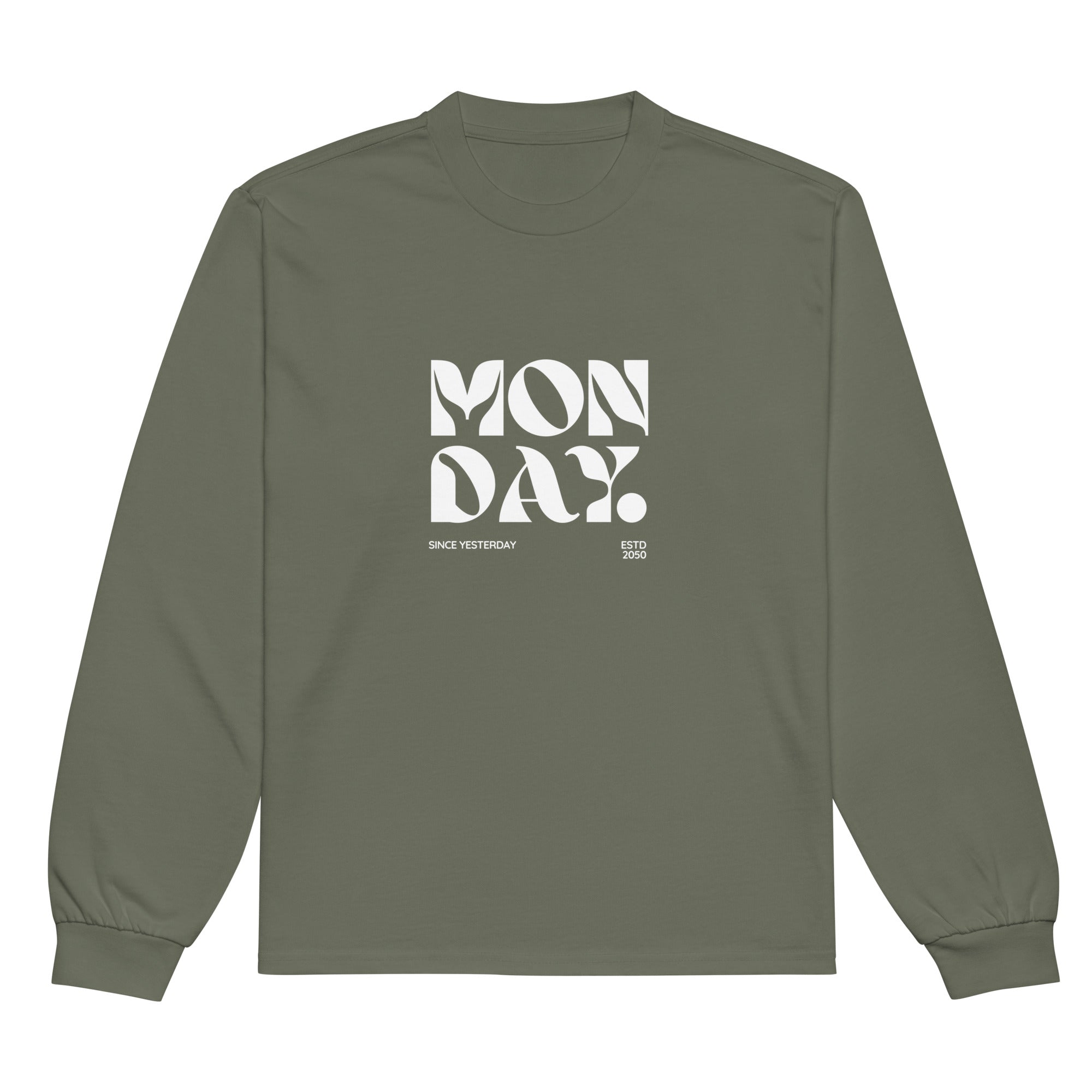 Unisex Premium Heavyweight Long Sleeve Shirt | Monday long sleeve shirt AwRans Clothing unisex-premium-heavyweight-long-sleeve-shirt-cypress-front-67eaac58139b7