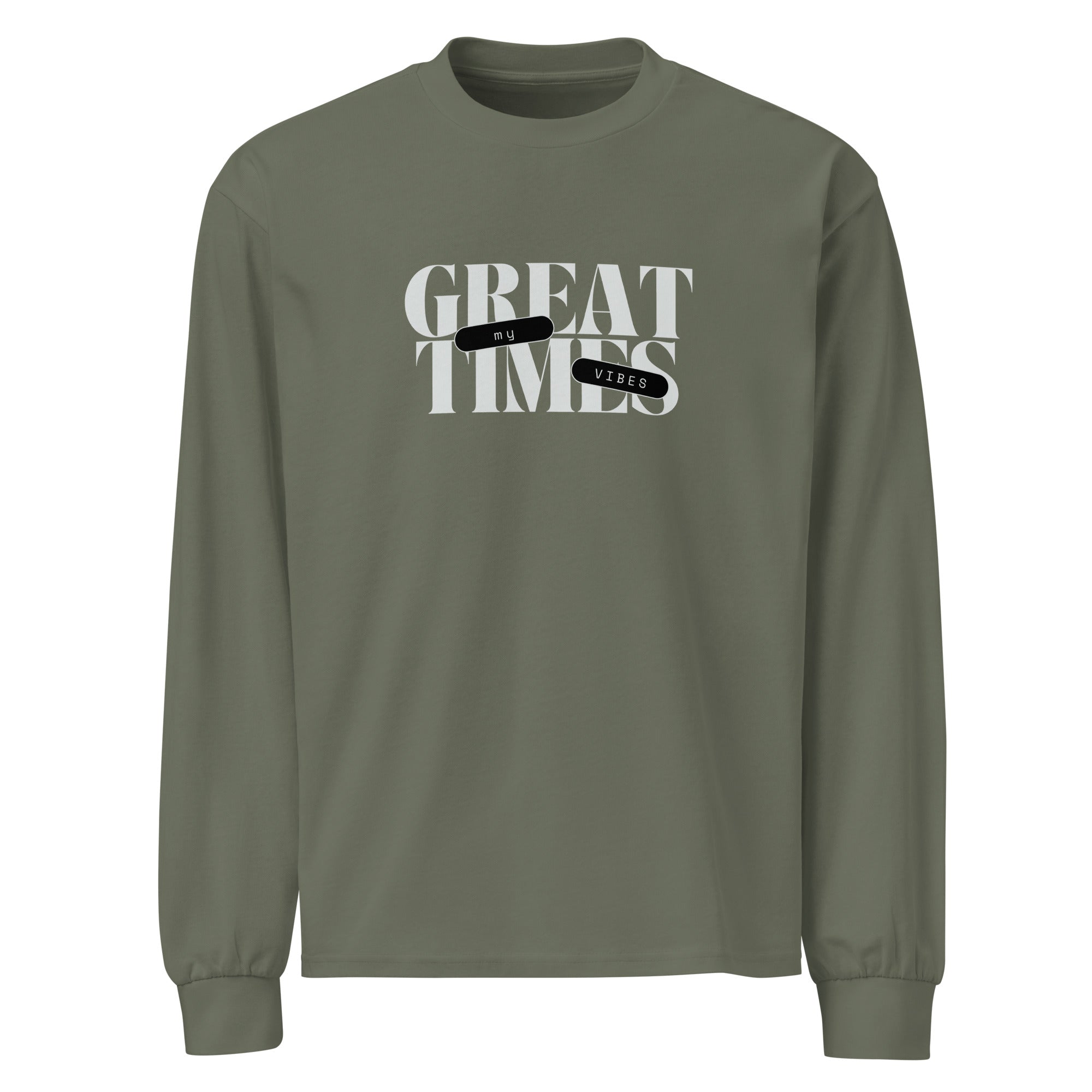 Unisex Premium Heavyweight Long Sleeve Shirt | My Vibes Great Time Cypress long sleeve shirt AwRans Clothing unisex-premium-heavyweight-long-sleeve-shirt-cypress-front-67f2a050cb070