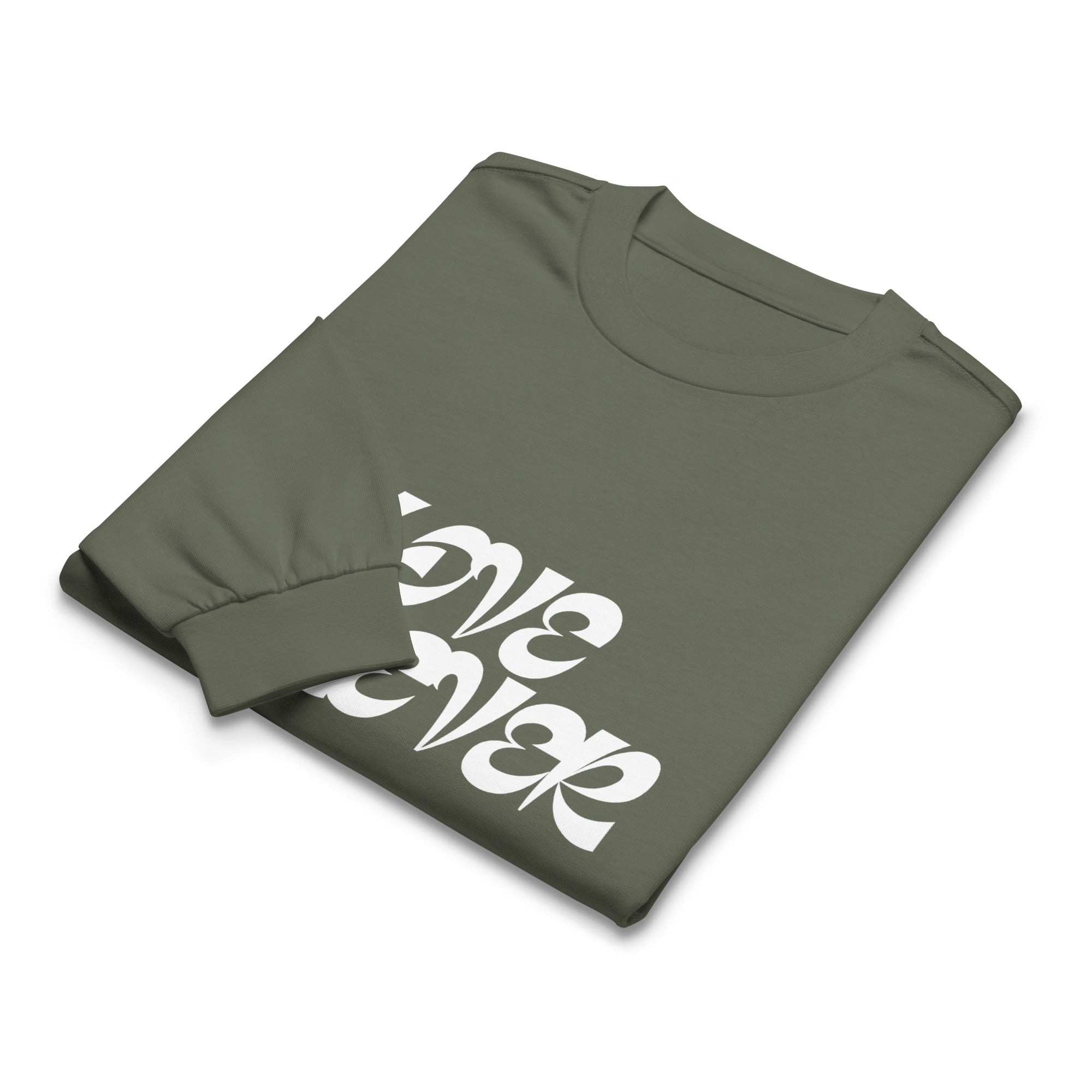Unisex Premium Heavyweight Long Sleeve Shirt | Love Forever long sleeve shirt AwRans Clothing unisex-premium-heavyweight-long-sleeve-shirt-cypress-front-67f2c2d88fb73