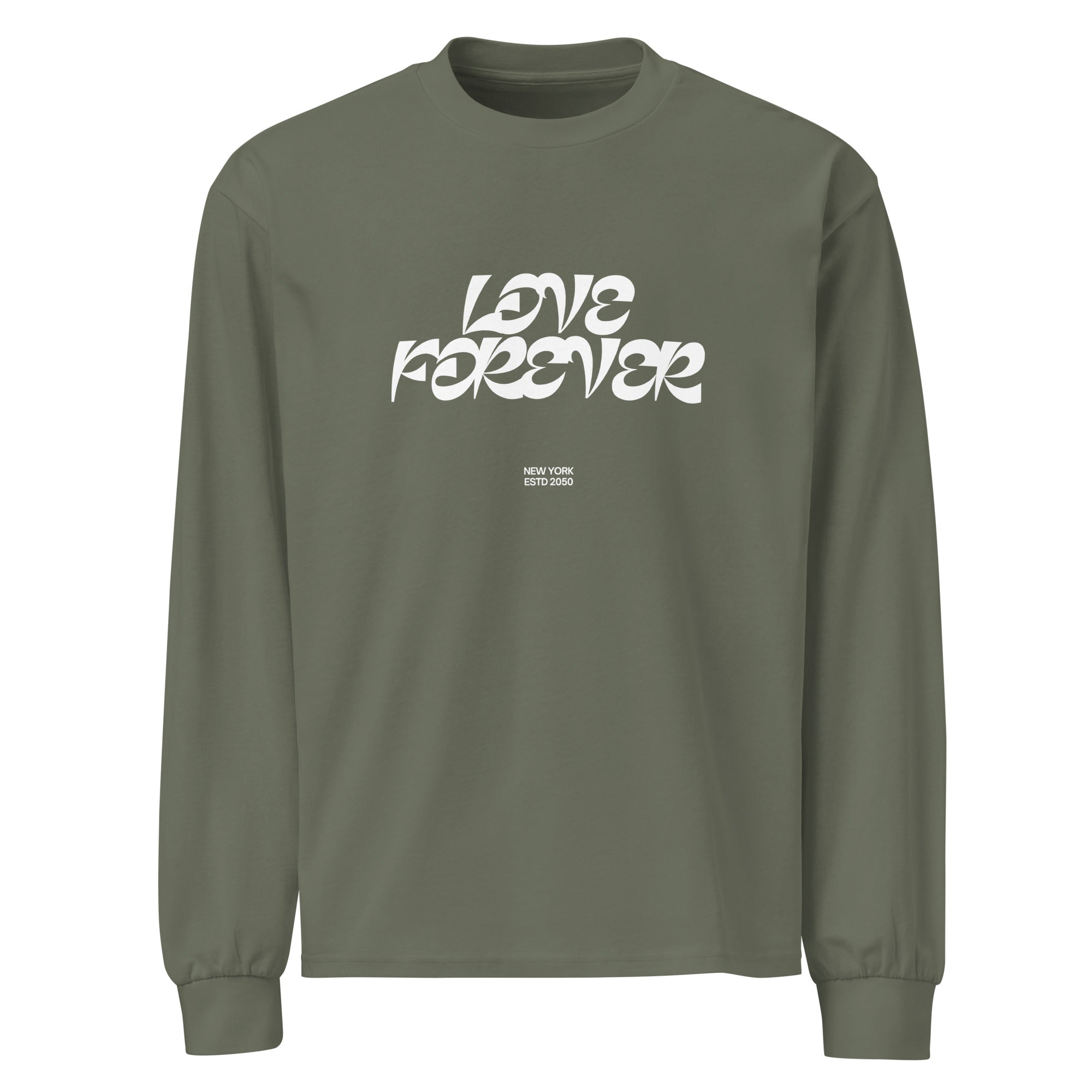 Unisex Premium Heavyweight Long Sleeve Shirt | Love Forever Cypress long sleeve shirt AwRans Clothing unisex-premium-heavyweight-long-sleeve-shirt-cypress-front-67f2c2d8b6ef4