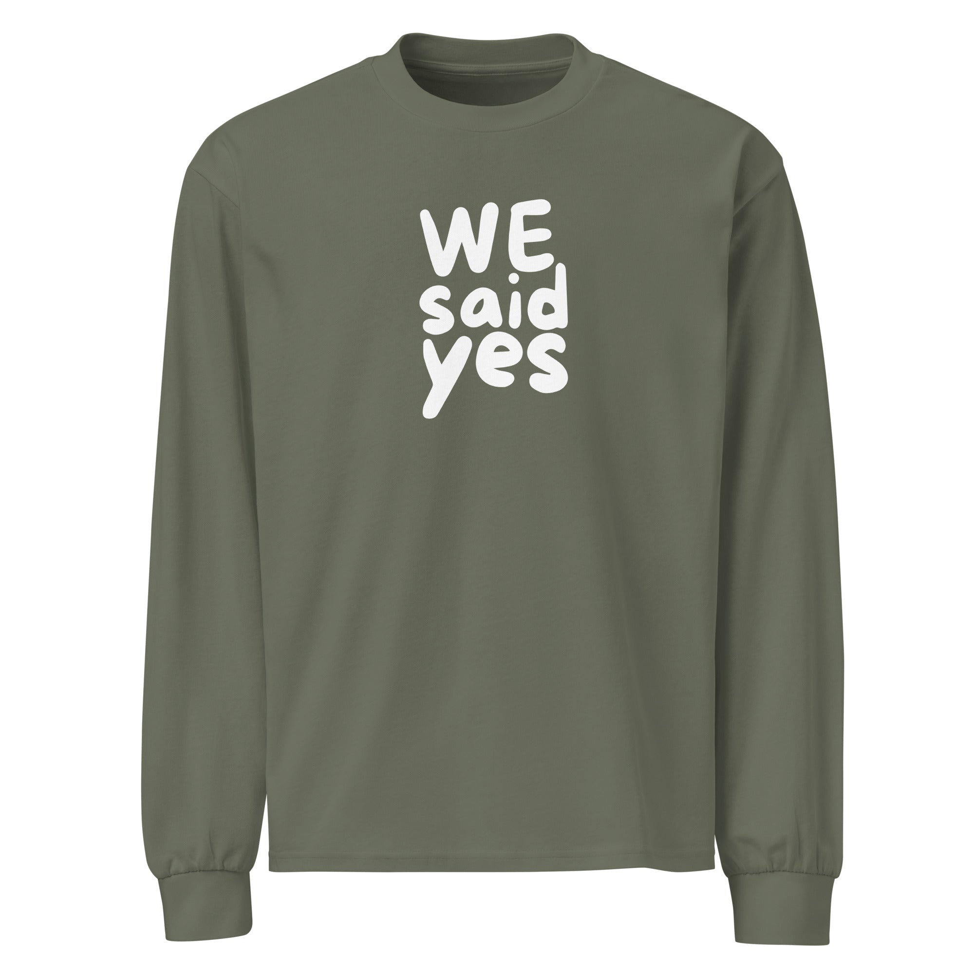 Unisex Premium Heavyweight Long Sleeve Shirt | We Said Yes Cypress long sleeve shirt AwRans Clothing unisex-premium-heavyweight-long-sleeve-shirt-cypress-front-67f2c3681d0d1