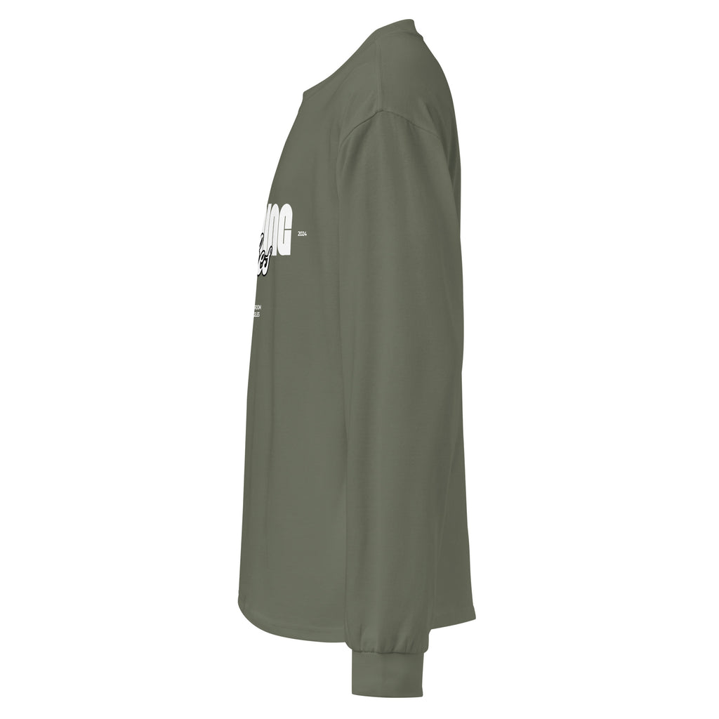 Unisex Premium Heavyweight Long Sleeve Shirt | Evening Vibes long sleeve shirt AwRans Clothing unisex-premium-heavyweight-long-sleeve-shirt-cypress-left-67f2c41734c74