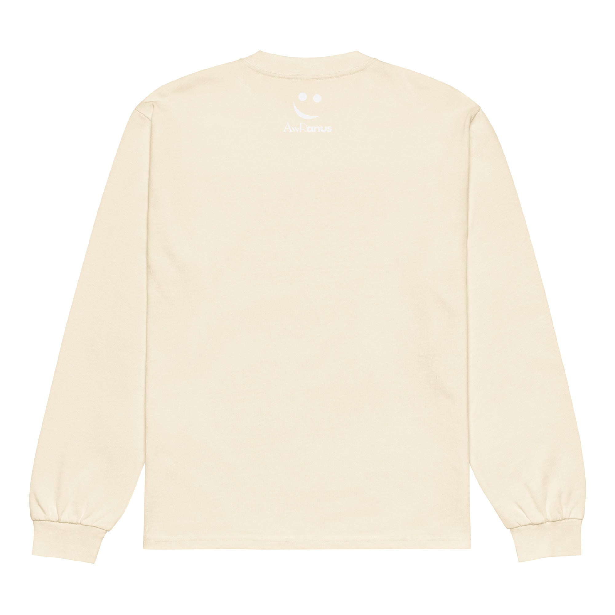 Unisex Premium Heavyweight Long Sleeve Shirt | Monday long sleeve shirt AwRans Clothing unisex-premium-heavyweight-long-sleeve-shirt-ecru-back-67eaac583876b