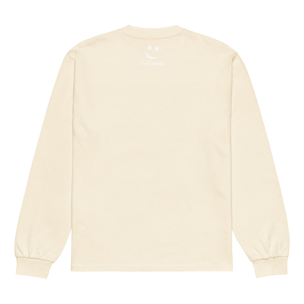 Unisex Premium Heavyweight Long Sleeve Shirt | Game Over long sleeve shirt AwRans Clothing unisex-premium-heavyweight-long-sleeve-shirt-ecru-back-67f2c242b49e0