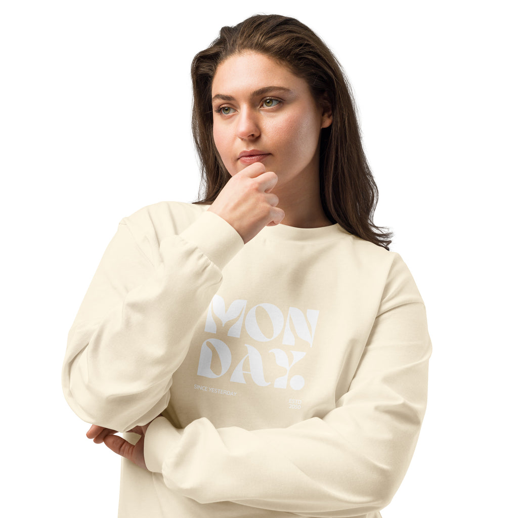Unisex Premium Heavyweight Long Sleeve Shirt | Monday long sleeve shirt AwRans Clothing unisex-premium-heavyweight-long-sleeve-shirt-ecru-front-2-67eaac5830212