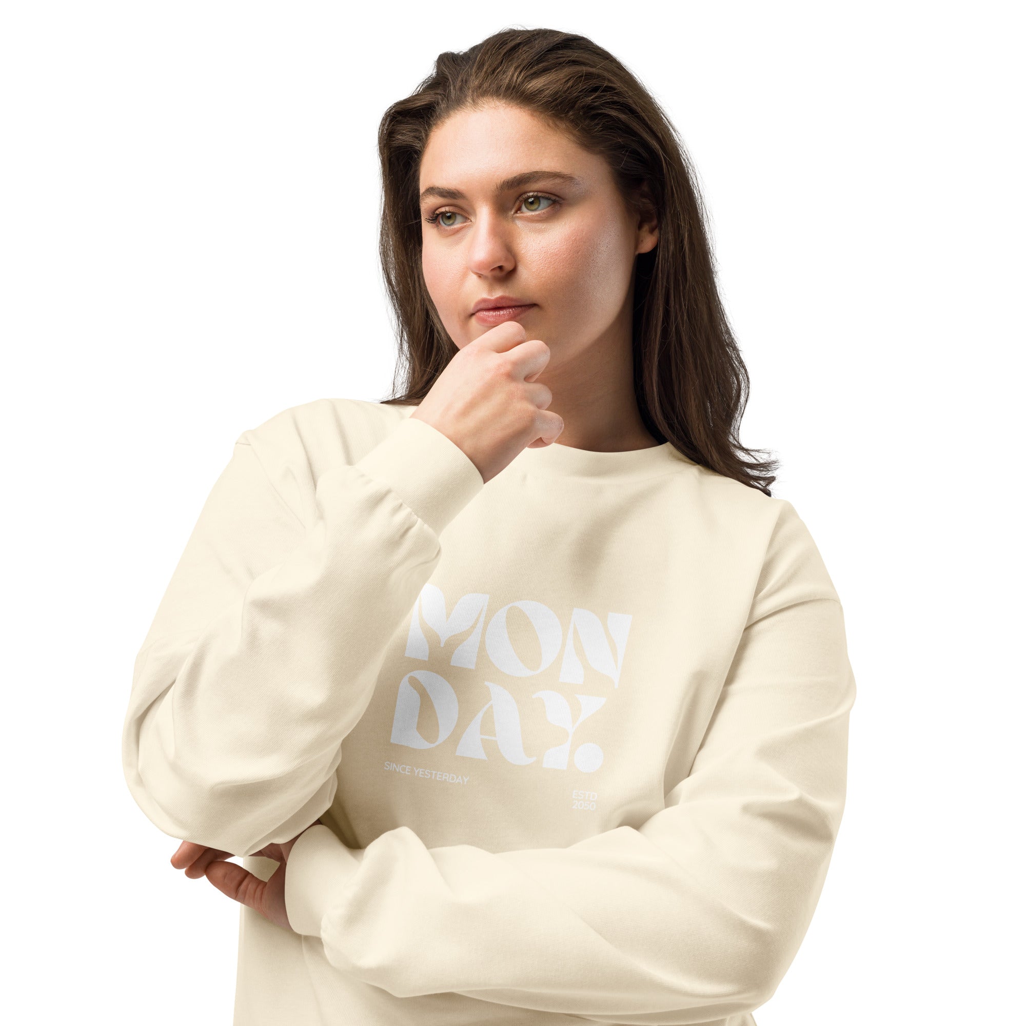 Unisex Premium Heavyweight Long Sleeve Shirt | Monday long sleeve shirt AwRans Clothing unisex-premium-heavyweight-long-sleeve-shirt-ecru-front-2-67eaac5830212