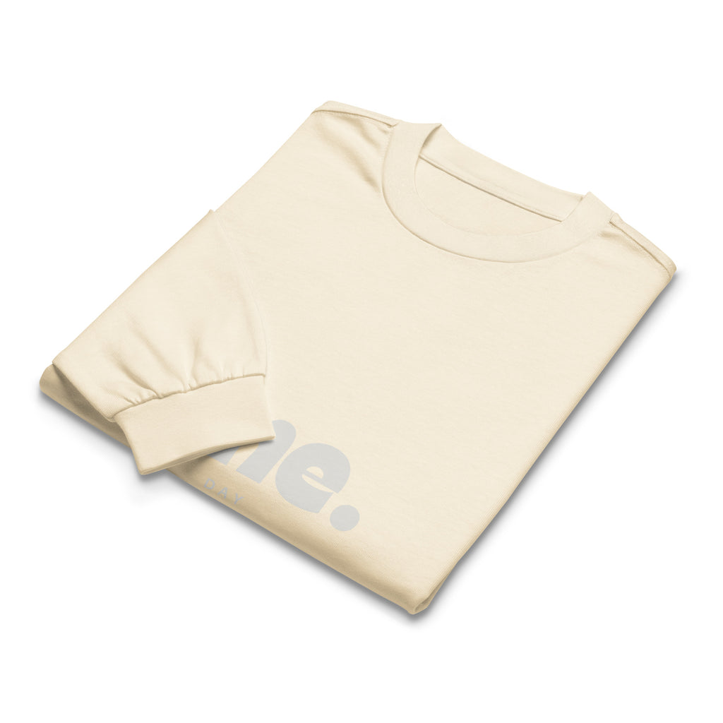 Unisex Premium Heavyweight Long Sleeve Shirt | One Day long sleeve shirt AwRans Clothing unisex-premium-heavyweight-long-sleeve-shirt-ecru-front-67eaaaf8bc891