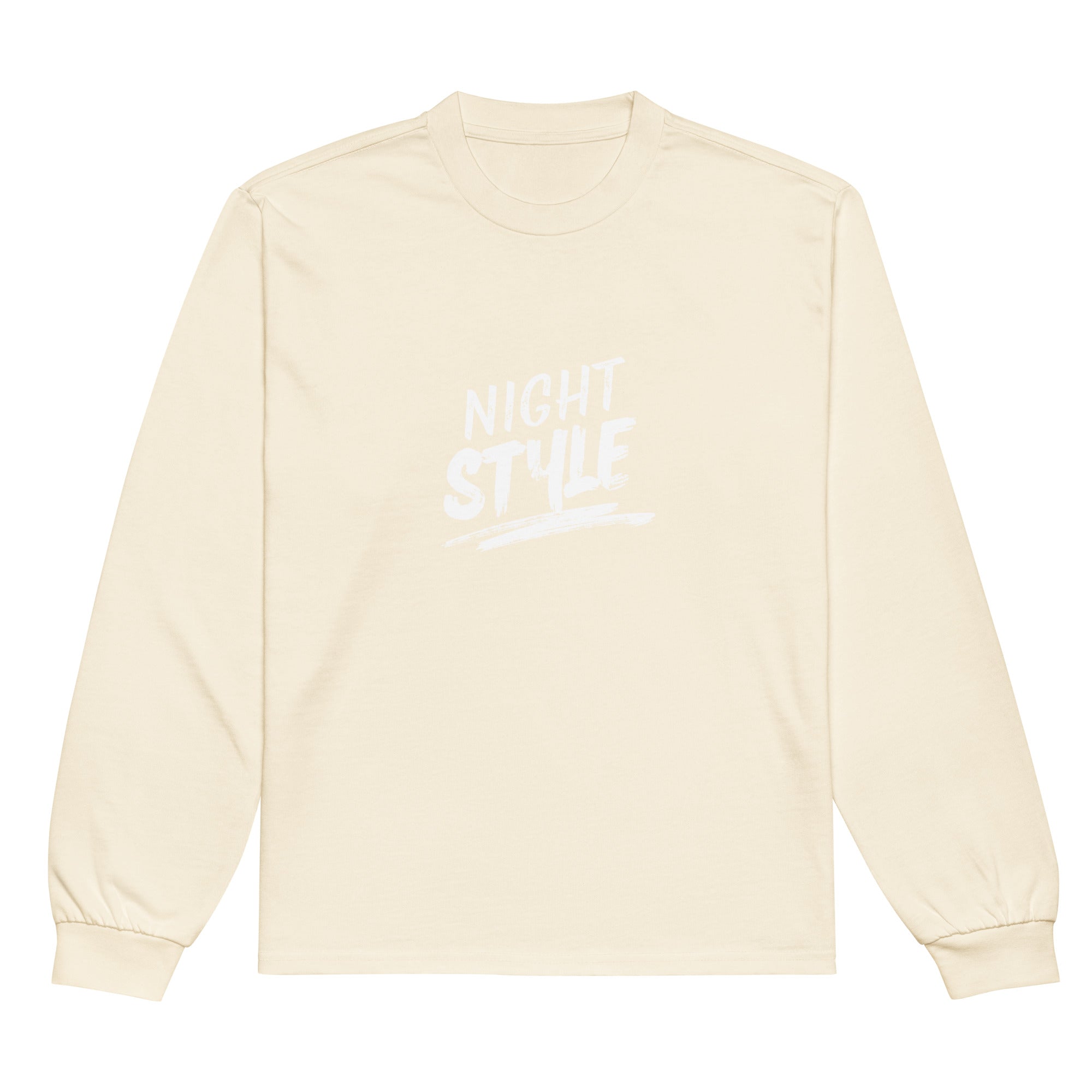 Unisex Premium Heavyweight Long Sleeve Shirt | Night Style long sleeve shirt AwRans Clothing unisex-premium-heavyweight-long-sleeve-shirt-ecru-front-67eaaba7cffc5