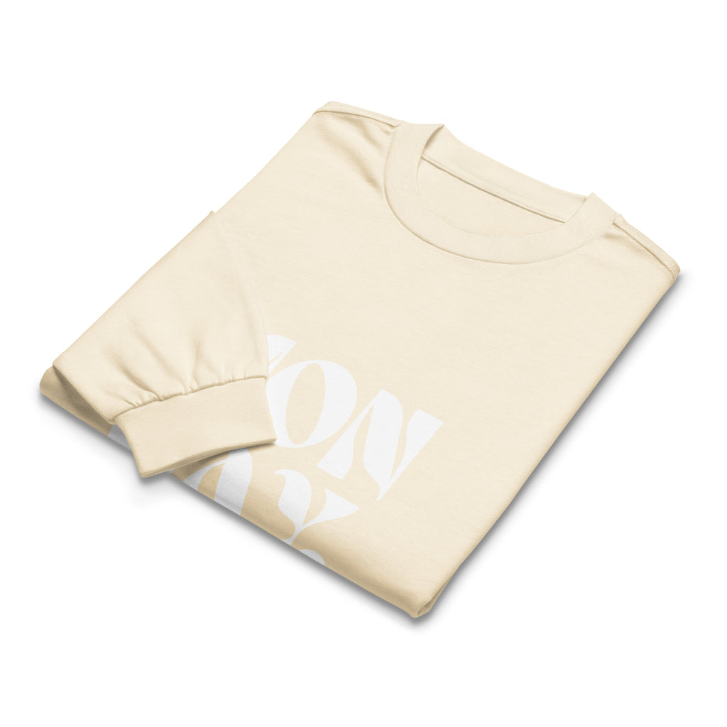 Unisex Premium Heavyweight Long Sleeve Shirt | Monday long sleeve shirt AwRans Clothing unisex-premium-heavyweight-long-sleeve-shirt-ecru-front-67eaac5834b81