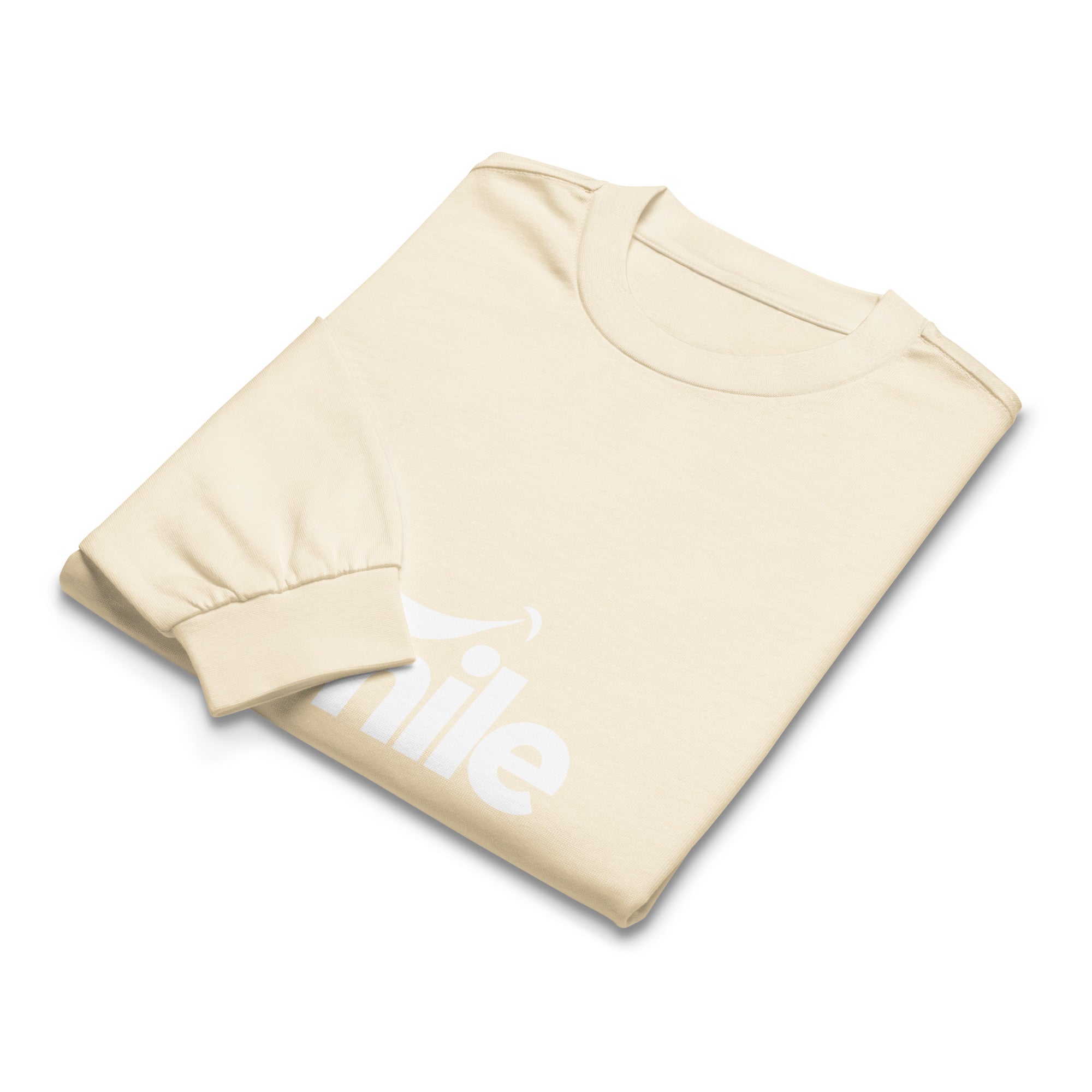 Unisex Premium Heavyweight Long Sleeve Shirt | Smile long sleeve shirt AwRans Clothing unisex-premium-heavyweight-long-sleeve-shirt-ecru-front-67f29f018b246