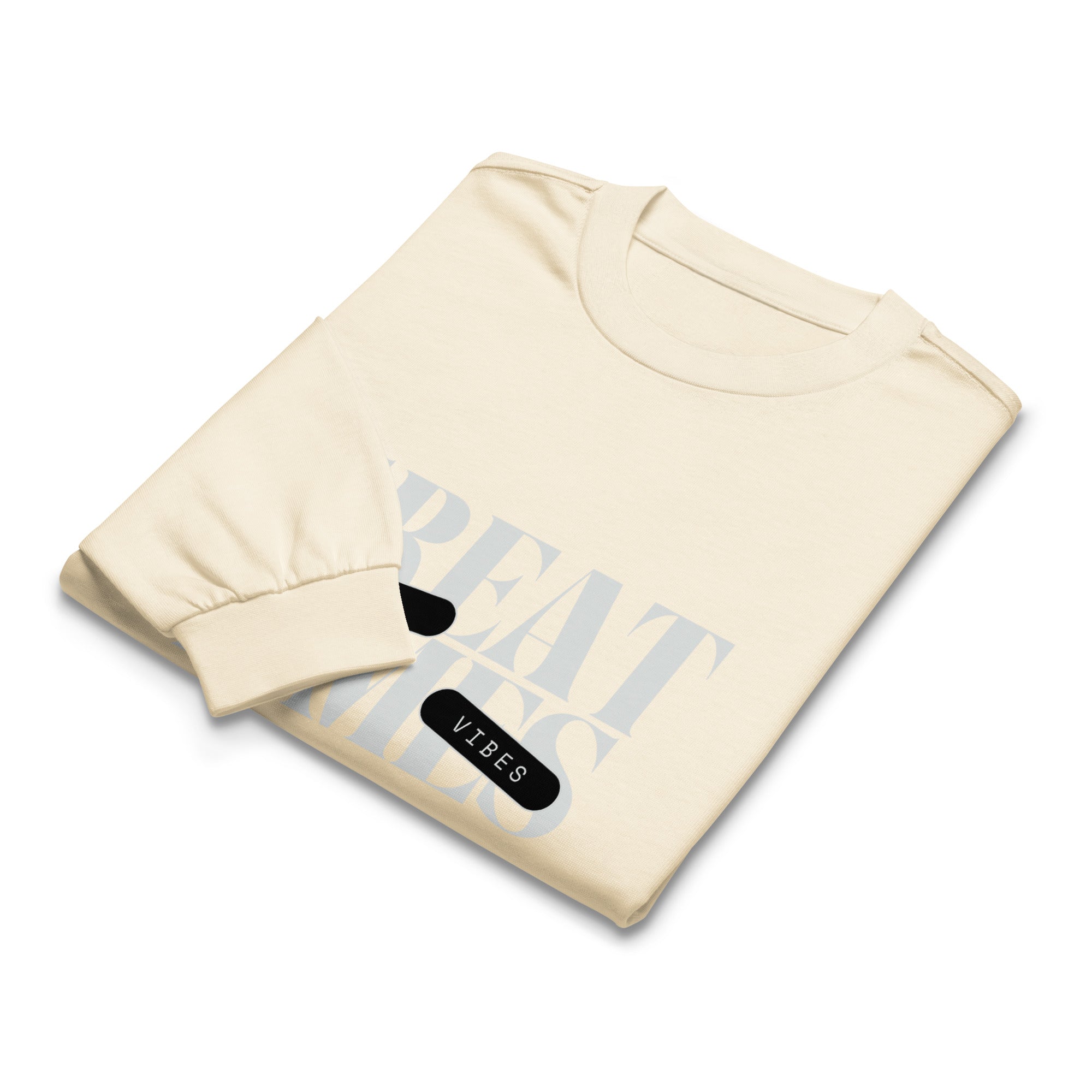 Unisex Premium Heavyweight Long Sleeve Shirt | My Vibes Great Time long sleeve shirt AwRans Clothing unisex-premium-heavyweight-long-sleeve-shirt-ecru-front-67f2a050bd61a