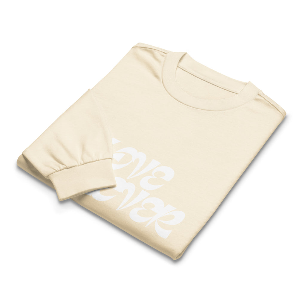 Unisex Premium Heavyweight Long Sleeve Shirt | Love Forever long sleeve shirt AwRans Clothing unisex-premium-heavyweight-long-sleeve-shirt-ecru-front-67f2c2d8a62b2