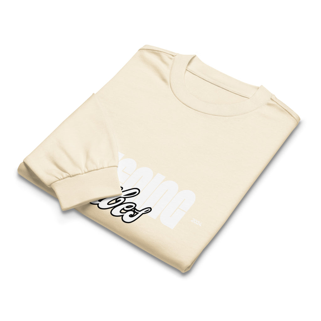 Unisex Premium Heavyweight Long Sleeve Shirt | Evening Vibes long sleeve shirt AwRans Clothing unisex-premium-heavyweight-long-sleeve-shirt-ecru-front-67f2c41716fde