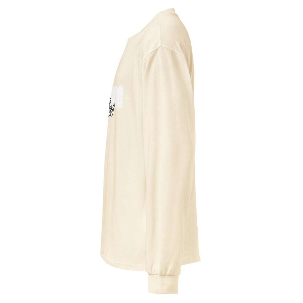 Unisex Premium Heavyweight Long Sleeve Shirt | Evening Vibes long sleeve shirt AwRans Clothing unisex-premium-heavyweight-long-sleeve-shirt-ecru-left-67f2c41740219