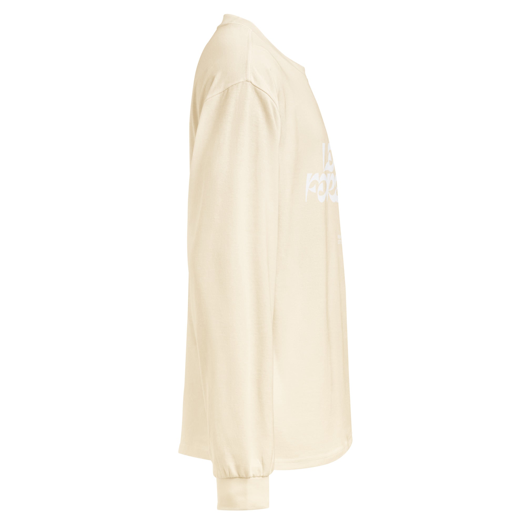 Unisex Premium Heavyweight Long Sleeve Shirt | Love Forever long sleeve shirt AwRans Clothing unisex-premium-heavyweight-long-sleeve-shirt-ecru-right-67f2c2d8c0f9f