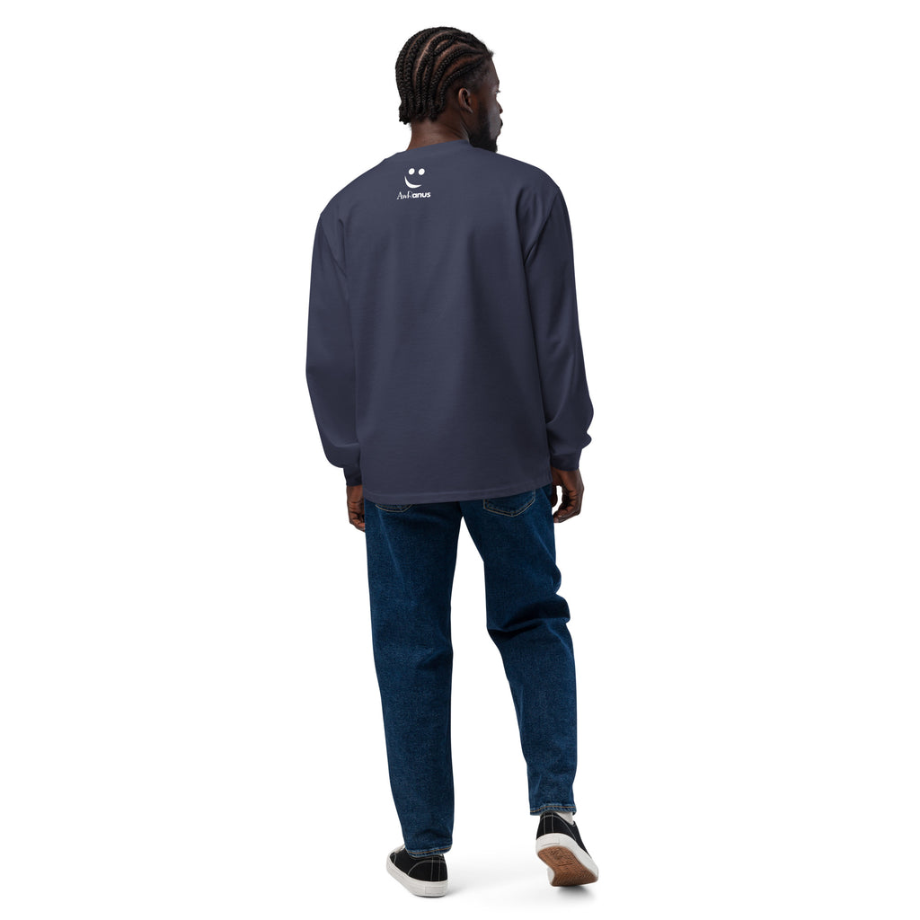 Unisex Premium Heavyweight Long Sleeve Shirt | Night Style long sleeve shirt AwRans Clothing unisex-premium-heavyweight-long-sleeve-shirt-midnight-blue-back-67eaaba7a05f7