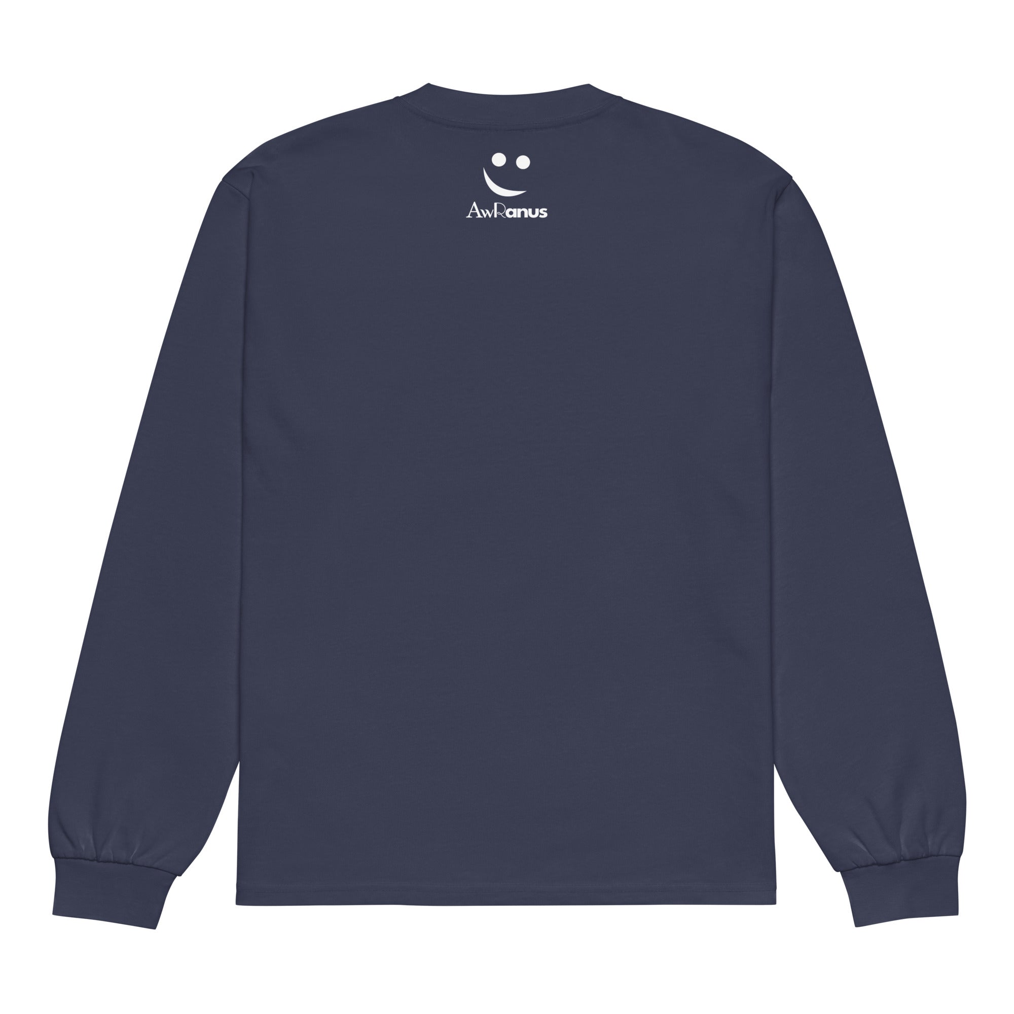 Unisex Premium Heavyweight Long Sleeve Shirt | My Vibes Great Time long sleeve shirt AwRans Clothing unisex-premium-heavyweight-long-sleeve-shirt-midnight-blue-back-67f2a050c3479