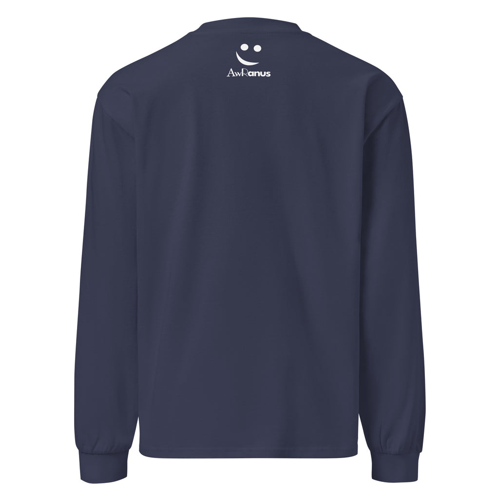 Unisex Premium Heavyweight Long Sleeve Shirt | My Vibes Great Time long sleeve shirt AwRans Clothing unisex-premium-heavyweight-long-sleeve-shirt-midnight-blue-back-67f2a050c84d9