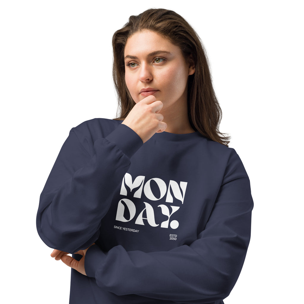Unisex Premium Heavyweight Long Sleeve Shirt | Monday long sleeve shirt AwRans Clothing unisex-premium-heavyweight-long-sleeve-shirt-midnight-blue-front-2-67eaac5800d94