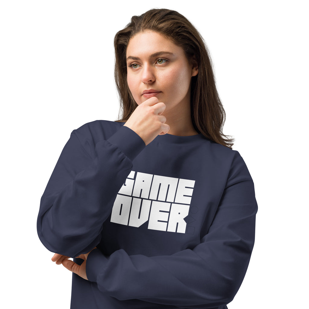 Unisex Premium Heavyweight Long Sleeve Shirt | Game Over long sleeve shirt AwRans Clothing unisex-premium-heavyweight-long-sleeve-shirt-midnight-blue-front-2-67f2c242b7c84