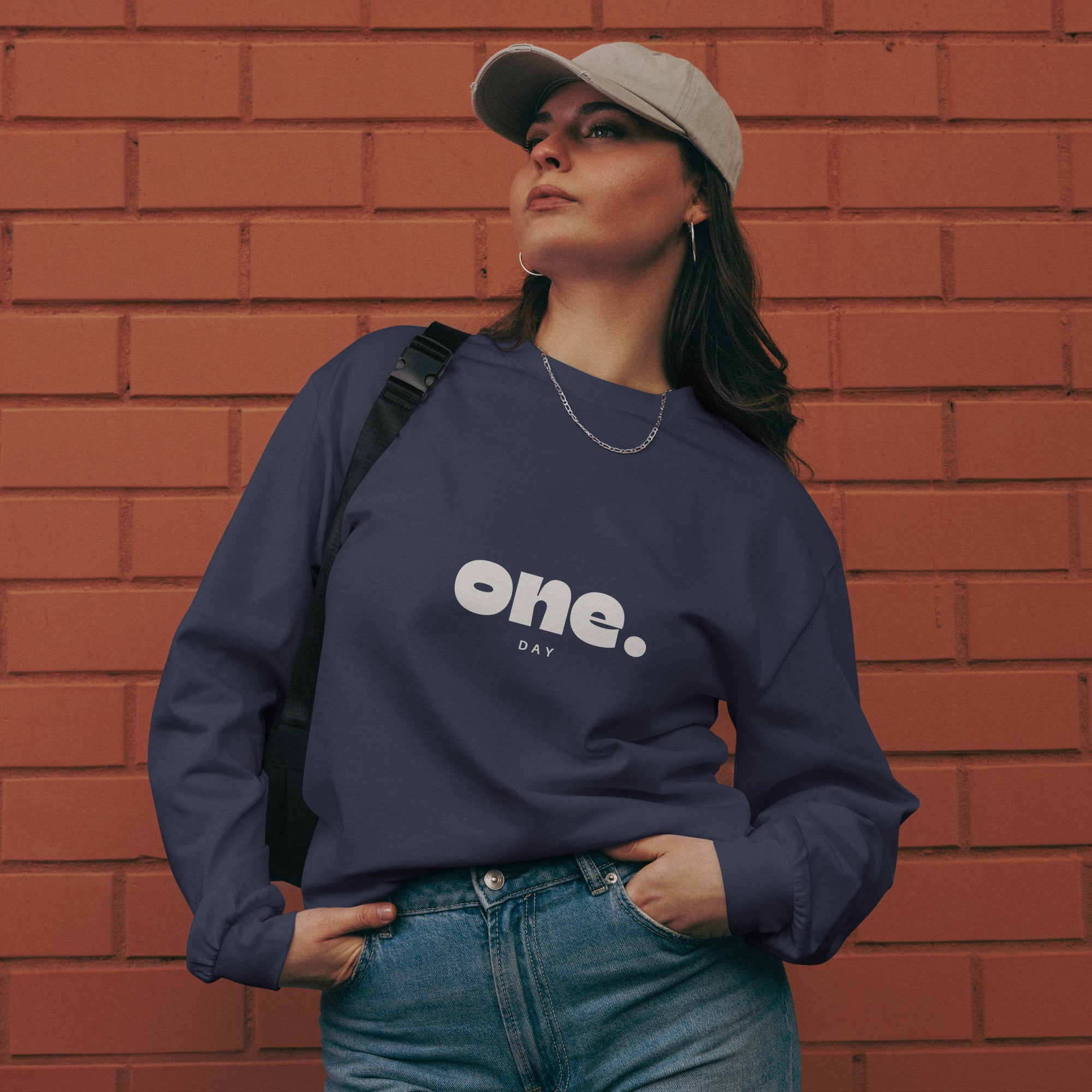 Unisex Premium Heavyweight Long Sleeve Shirt | One Day long sleeve shirt AwRans Clothing unisex-premium-heavyweight-long-sleeve-shirt-midnight-blue-front-67eaaaf87fcef