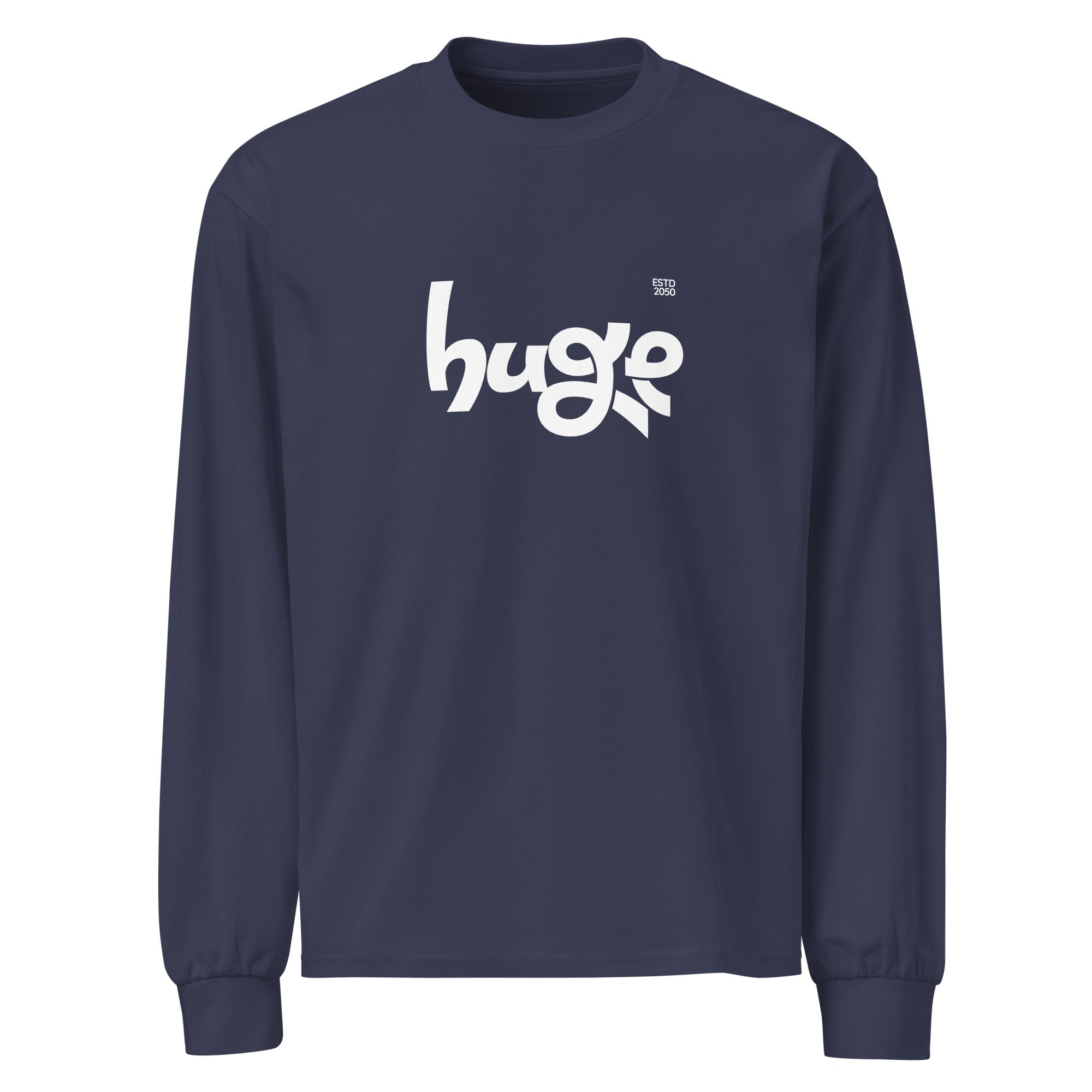 Unisex Premium Heavyweight Long Sleeve Shirt | Huge Midnight Blue long sleeve shirt AwRans Clothing unisex-premium-heavyweight-long-sleeve-shirt-midnight-blue-front-67f29430414bc