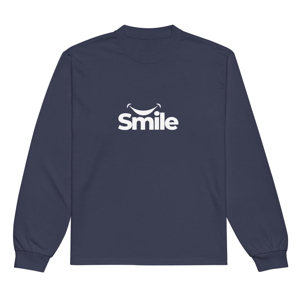 Unisex Premium Heavyweight Long Sleeve Shirt | Smile long sleeve shirt AwRans Clothing unisex-premium-heavyweight-long-sleeve-shirt-midnight-blue-front-67f29f01838a8