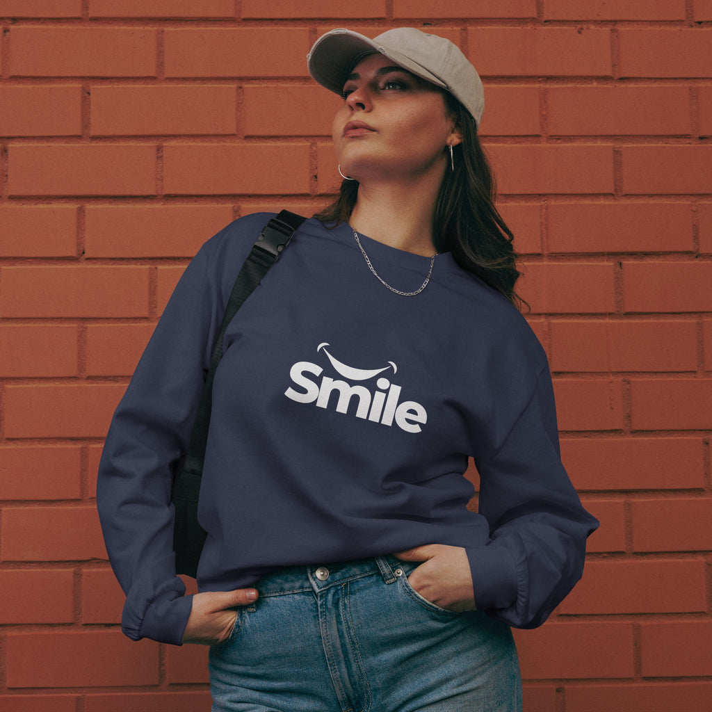 Unisex Premium Heavyweight Long Sleeve Shirt | Smile long sleeve shirt AwRans Clothing unisex-premium-heavyweight-long-sleeve-shirt-midnight-blue-front-67f29f0185b46