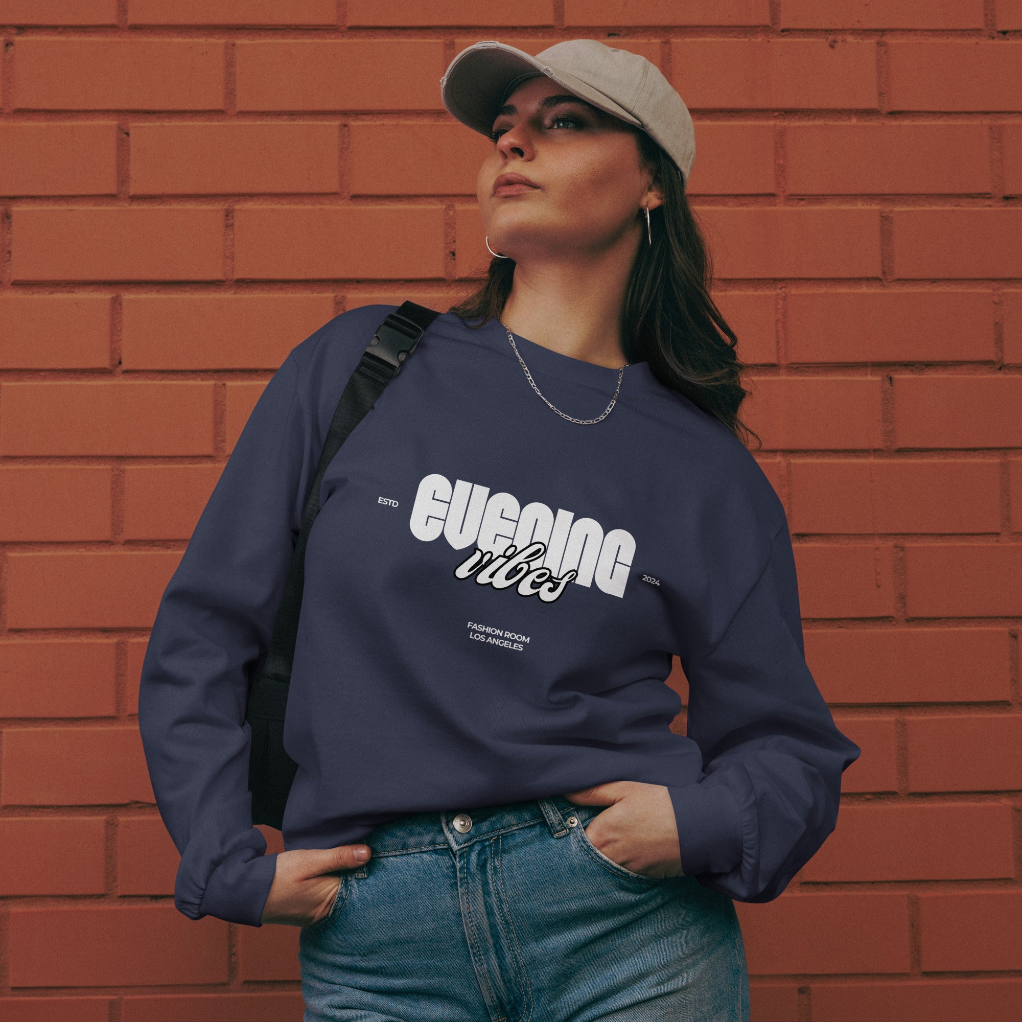 Unisex Premium Heavyweight Long Sleeve Shirt | Evening Vibes long sleeve shirt AwRans Clothing unisex-premium-heavyweight-long-sleeve-shirt-midnight-blue-front-67f2c4171fbaf