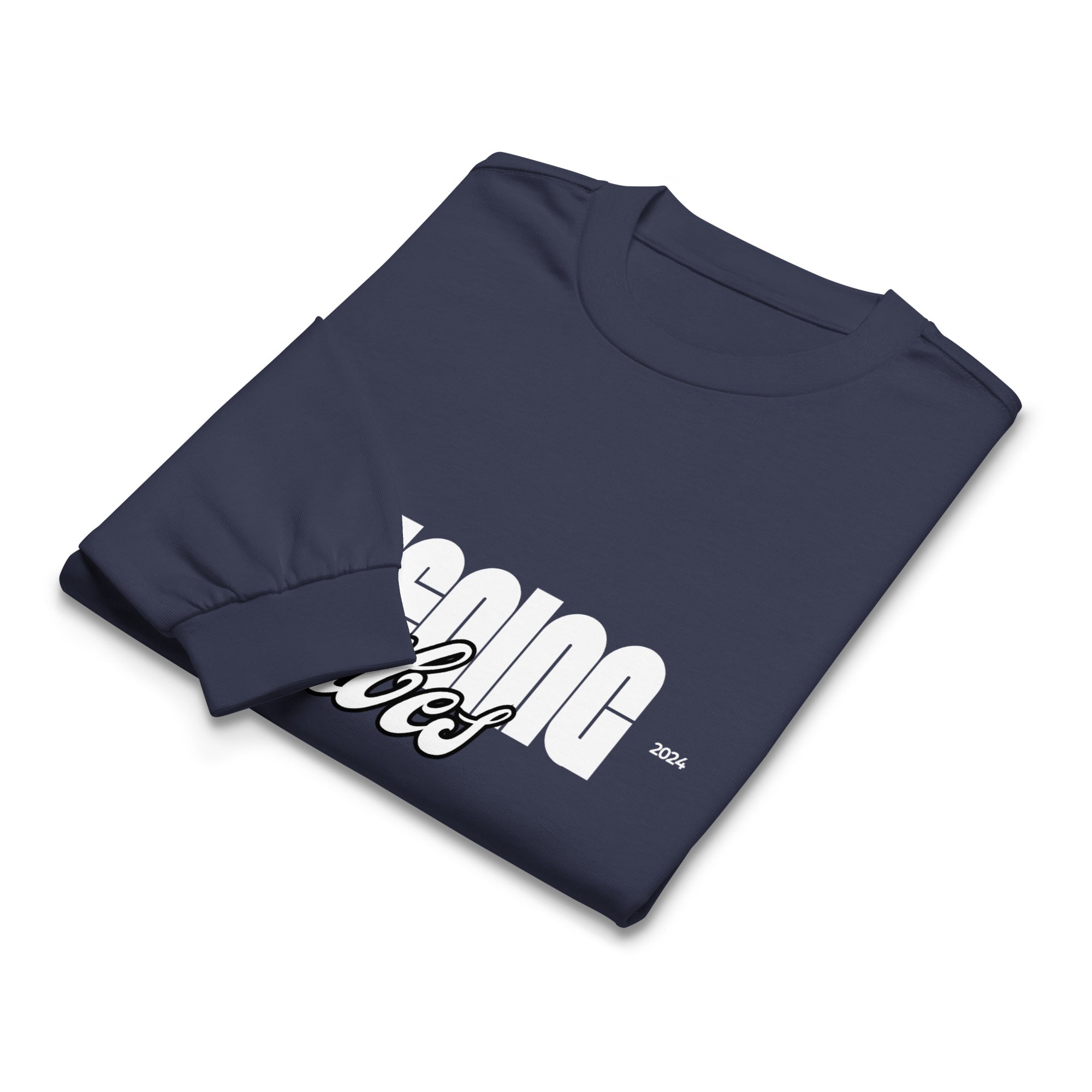 Unisex Premium Heavyweight Long Sleeve Shirt | Evening Vibes long sleeve shirt AwRans Clothing unisex-premium-heavyweight-long-sleeve-shirt-midnight-blue-front-67f2c41720133