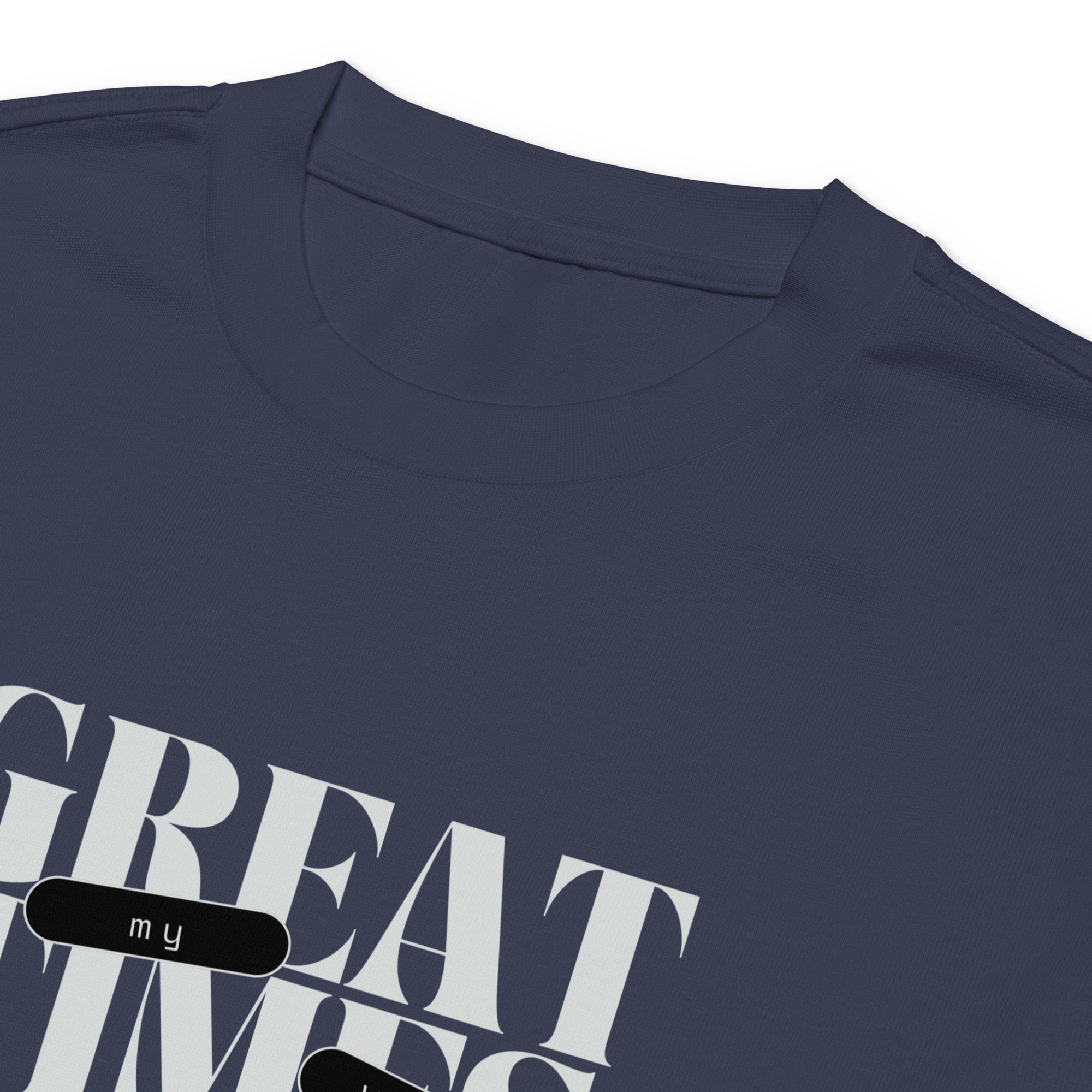 Unisex Premium Heavyweight Long Sleeve Shirt | My Vibes Great Time long sleeve shirt AwRans Clothing unisex-premium-heavyweight-long-sleeve-shirt-midnight-blue-product-details-2-67f2a050c452a