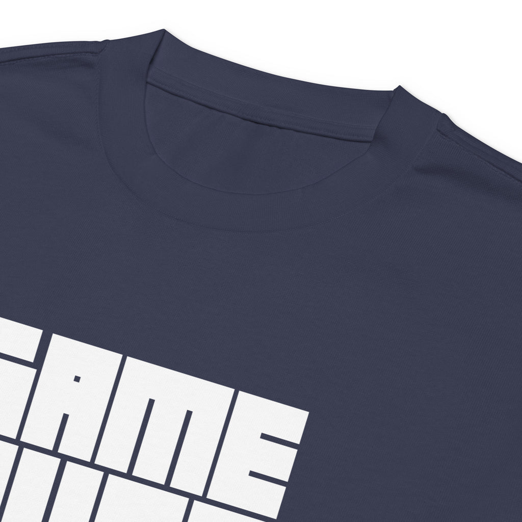 Unisex Premium Heavyweight Long Sleeve Shirt | Game Over long sleeve shirt AwRans Clothing unisex-premium-heavyweight-long-sleeve-shirt-midnight-blue-product-details-2-67f2c242b674b