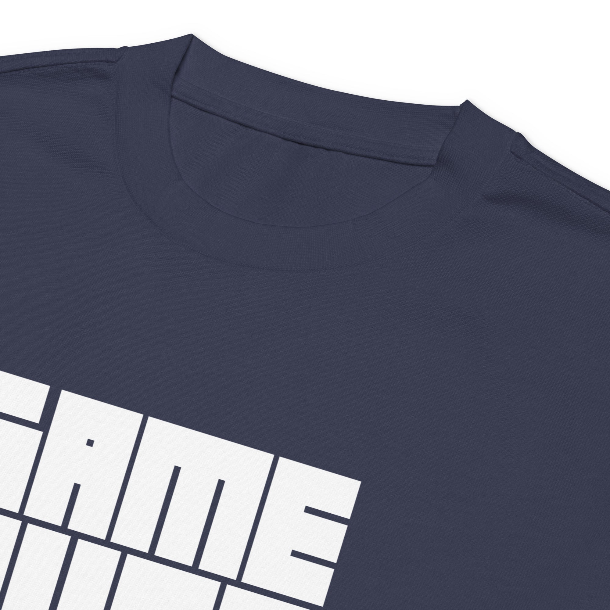 Unisex Premium Heavyweight Long Sleeve Shirt | Game Over long sleeve shirt AwRans Clothing unisex-premium-heavyweight-long-sleeve-shirt-midnight-blue-product-details-2-67f2c242b674b