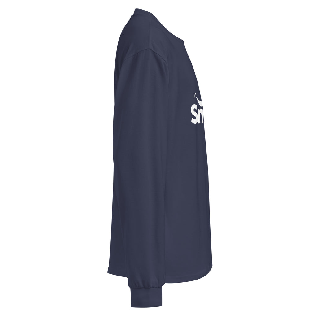 Unisex Premium Heavyweight Long Sleeve Shirt | Smile long sleeve shirt AwRans Clothing unisex-premium-heavyweight-long-sleeve-shirt-midnight-blue-right-67f29f01b4d27