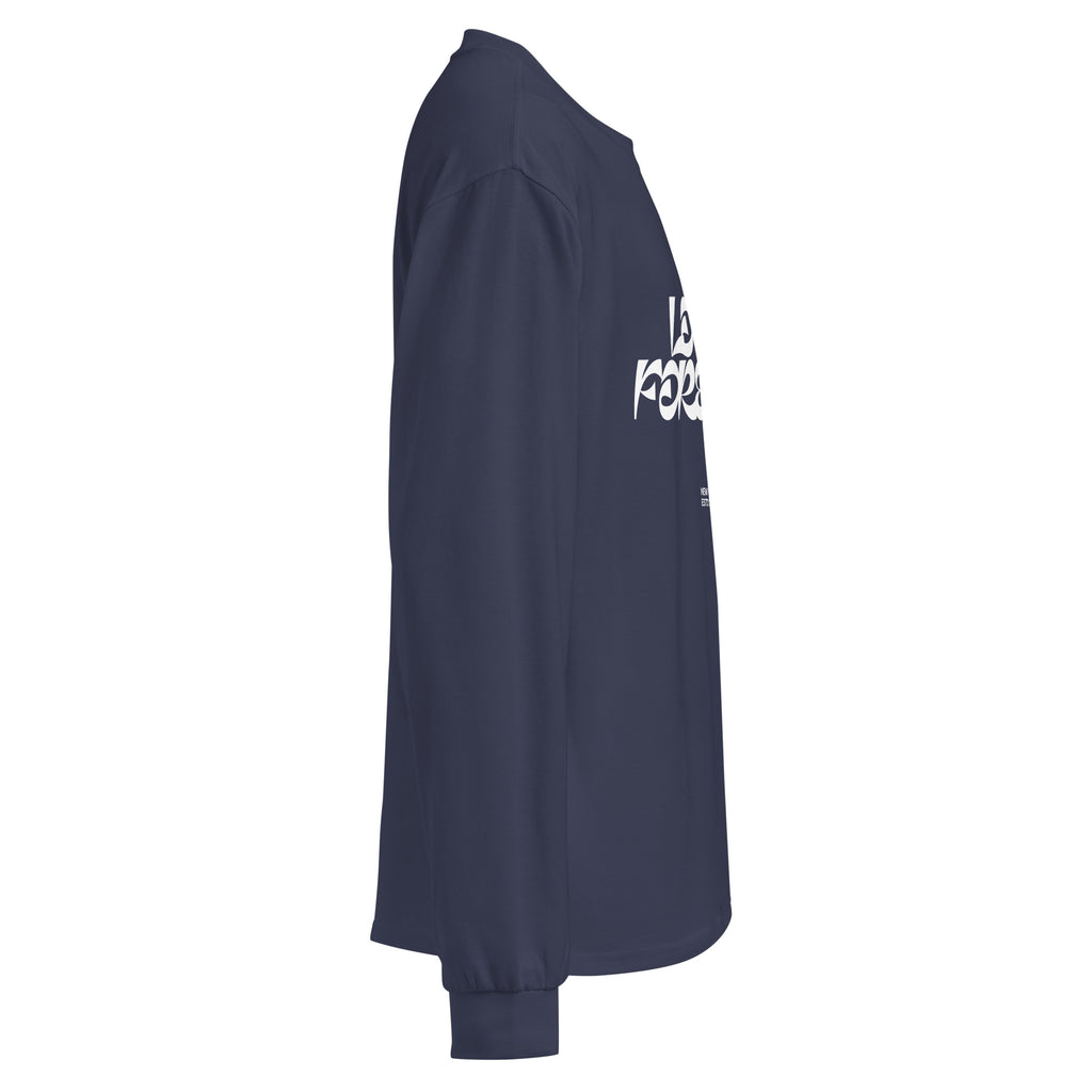 Unisex Premium Heavyweight Long Sleeve Shirt | Love Forever long sleeve shirt AwRans Clothing unisex-premium-heavyweight-long-sleeve-shirt-midnight-blue-right-67f2c2d8b261f