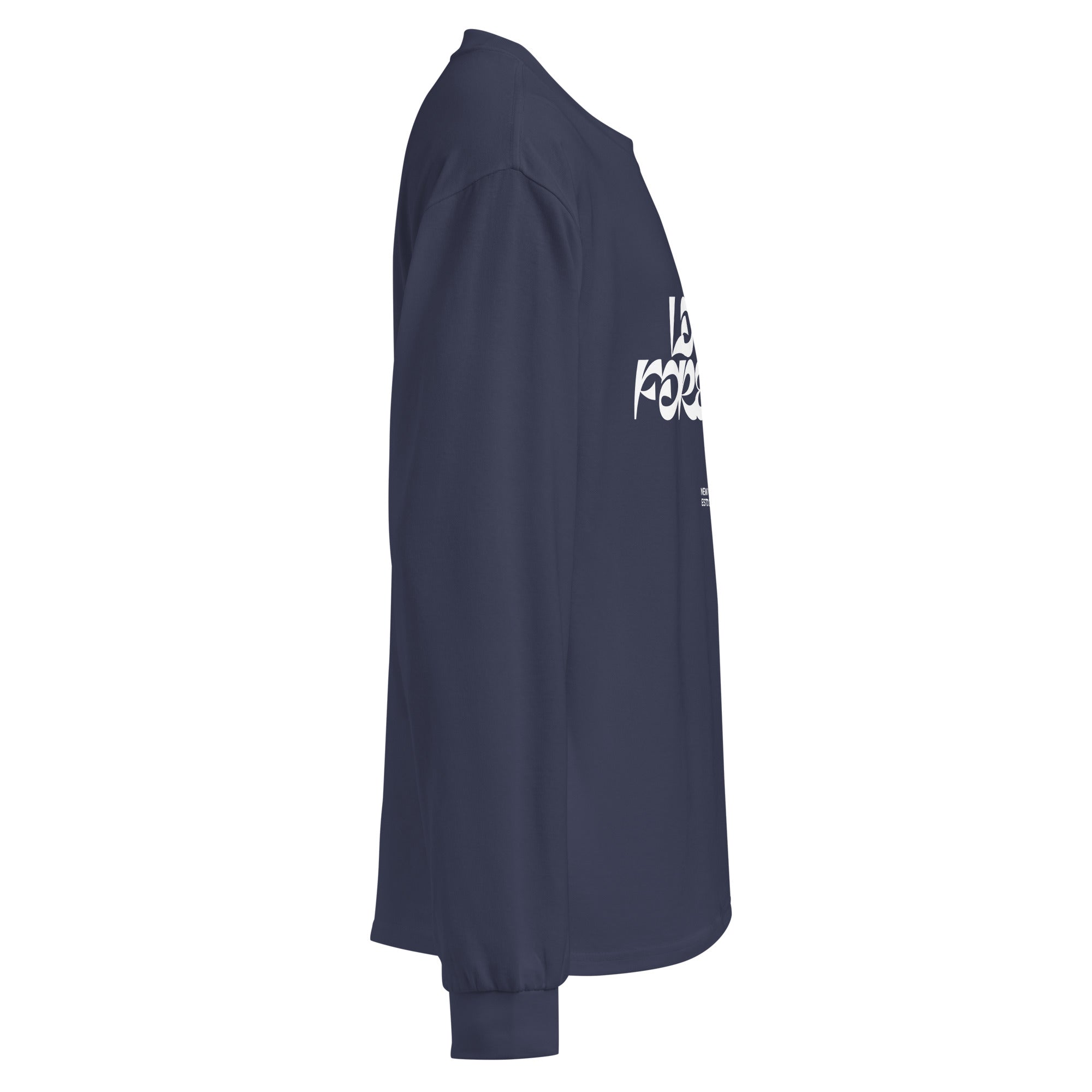 Unisex Premium Heavyweight Long Sleeve Shirt | Love Forever long sleeve shirt AwRans Clothing unisex-premium-heavyweight-long-sleeve-shirt-midnight-blue-right-67f2c2d8b261f