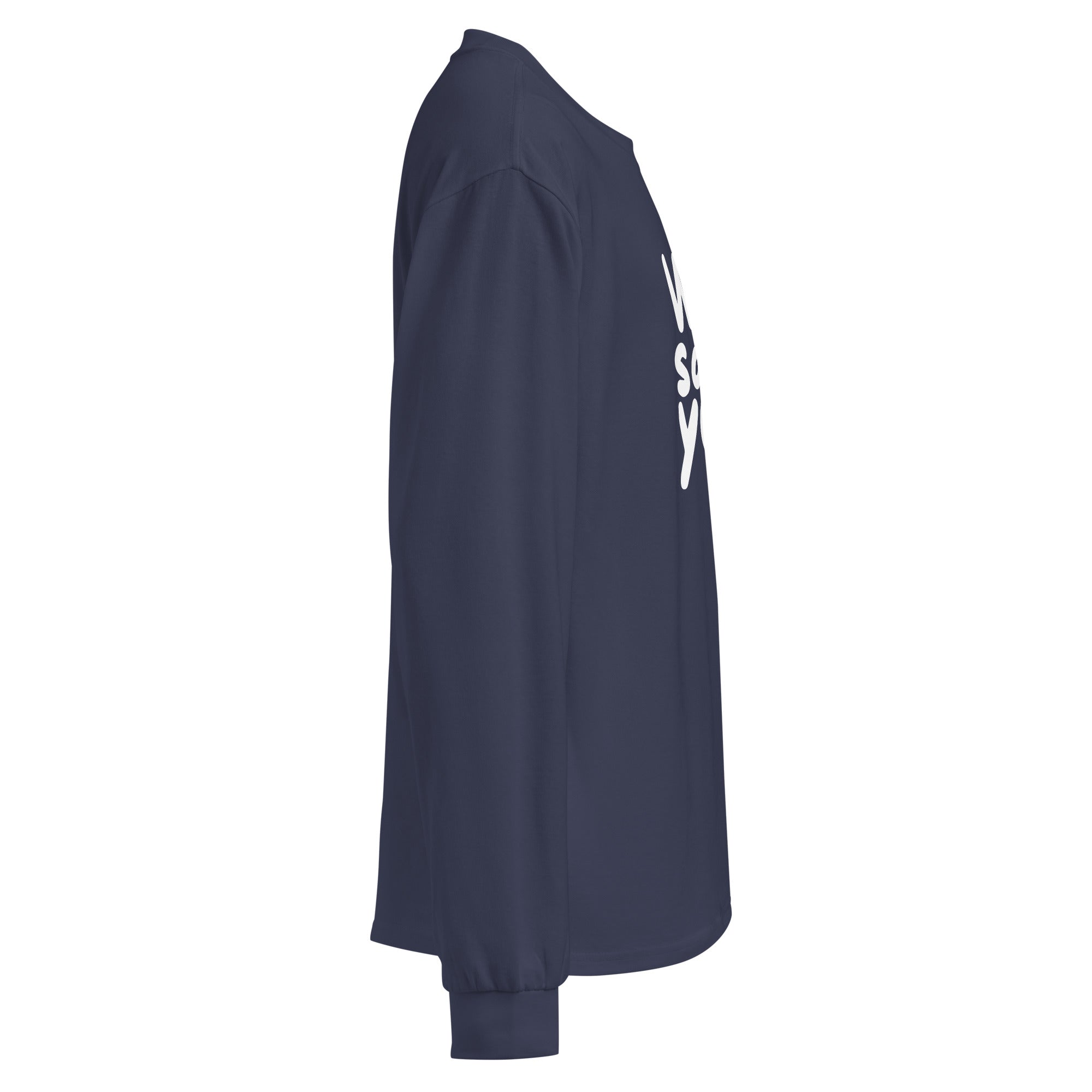 Unisex Premium Heavyweight Long Sleeve Shirt | We Said Yes long sleeve shirt AwRans Clothing unisex-premium-heavyweight-long-sleeve-shirt-midnight-blue-right-67f2c36819e9c