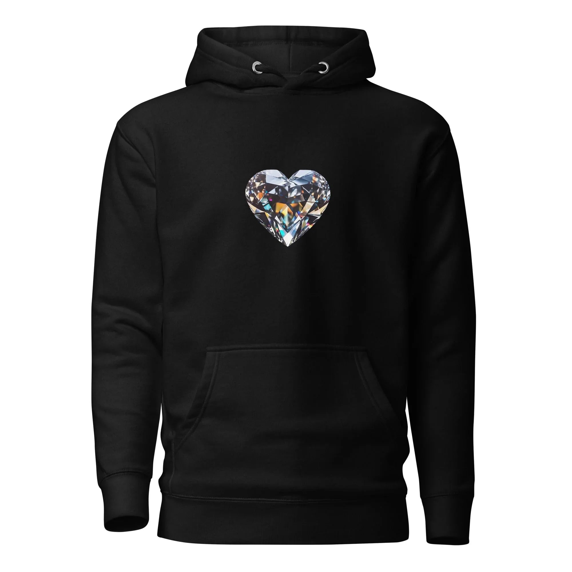 Unisex | Diamond Heart Hoodie Black hoodie AwRans Clothing unisex-premium-hoodie-black-front-6601a9ed13dcb